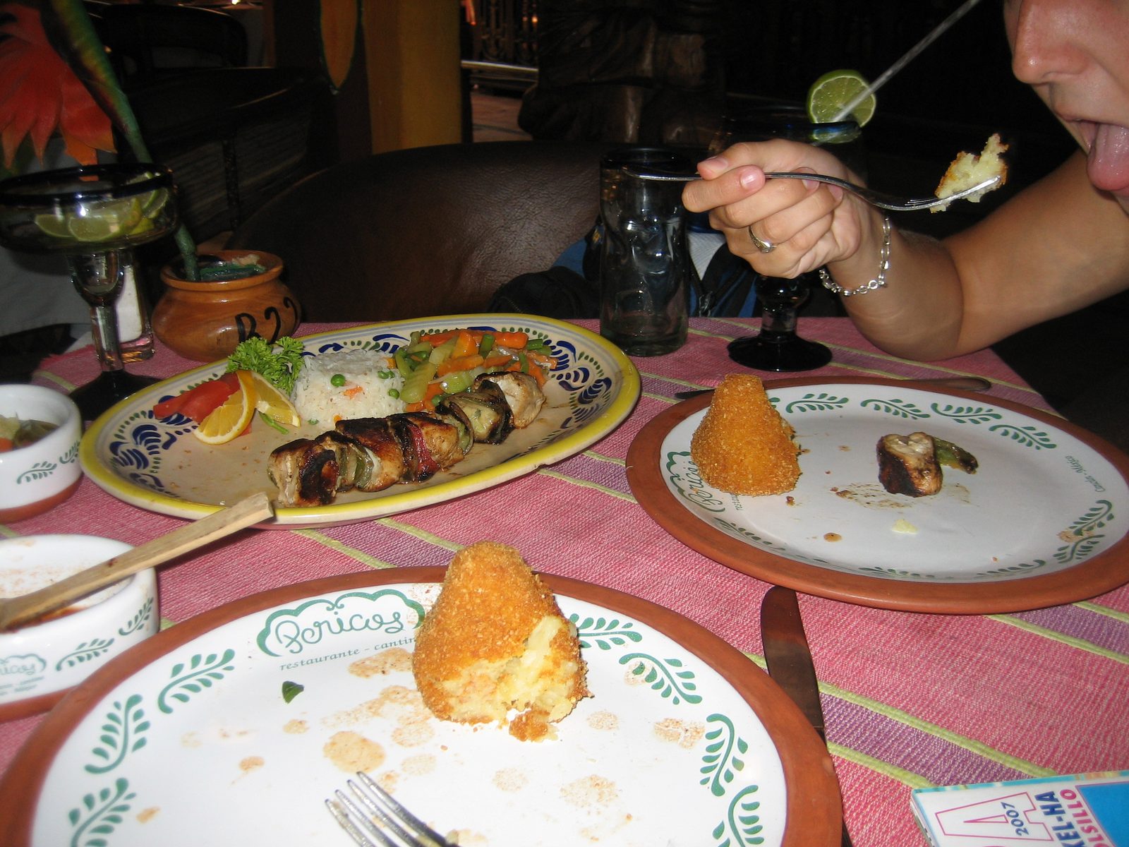 To keep from eating too much, we split an entree - basically, a chicken kabob with peppers,...