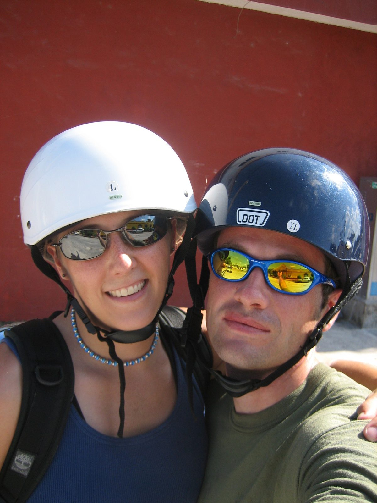 Quoted prices for the blue sunglasses and the necklace: $18 and $160, respectively.  We did not...