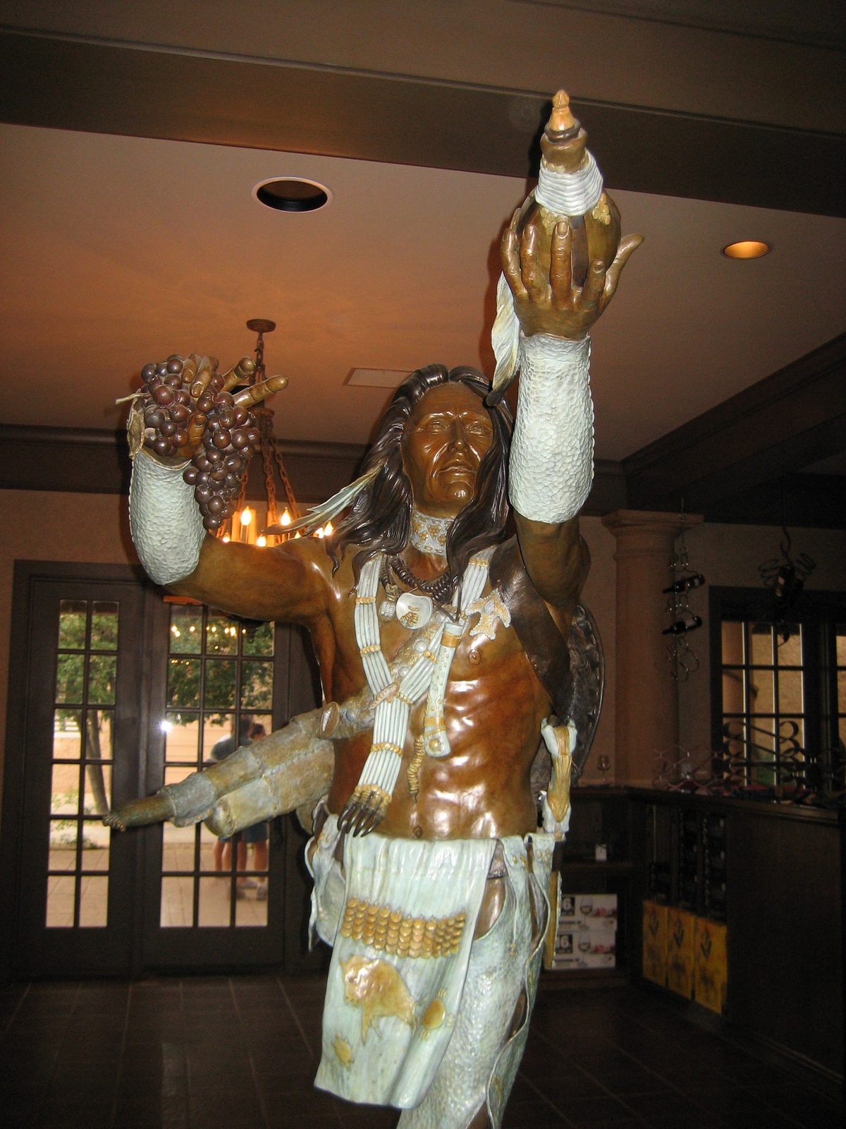 The kind of scary statue in the tasting room at CapRock.