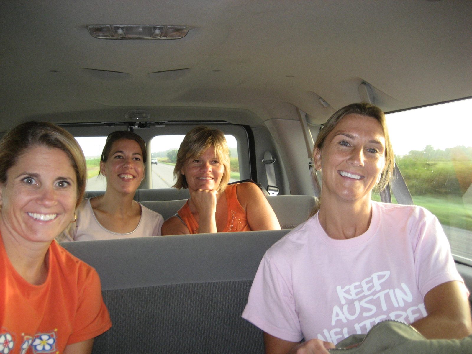 I'm assuming this is on the drive down to Padre - Justyne, Jen, Dee, and Amy.