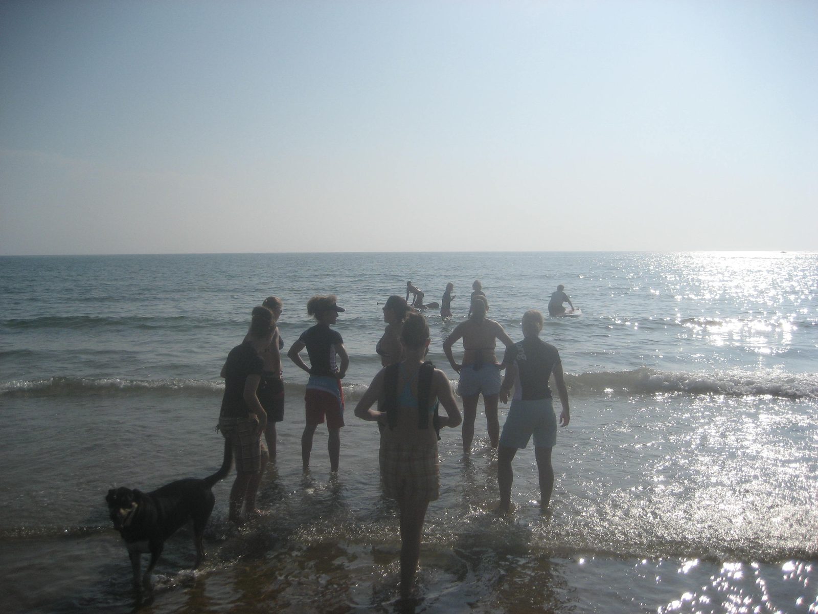 Saturday morning, wandering out towards the raging waves on which we are supposed to surf.