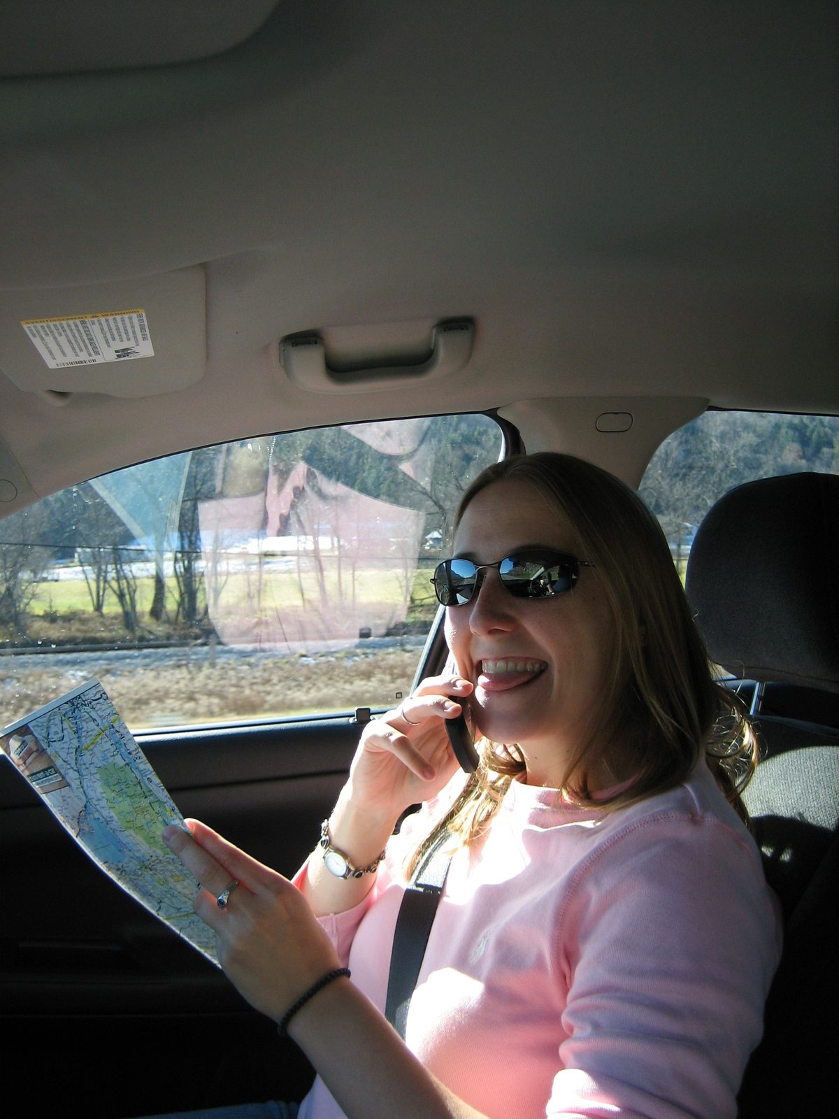 Catherine calling our trusty travel aide - Mom.  "Where's Ben and Jerry's?"