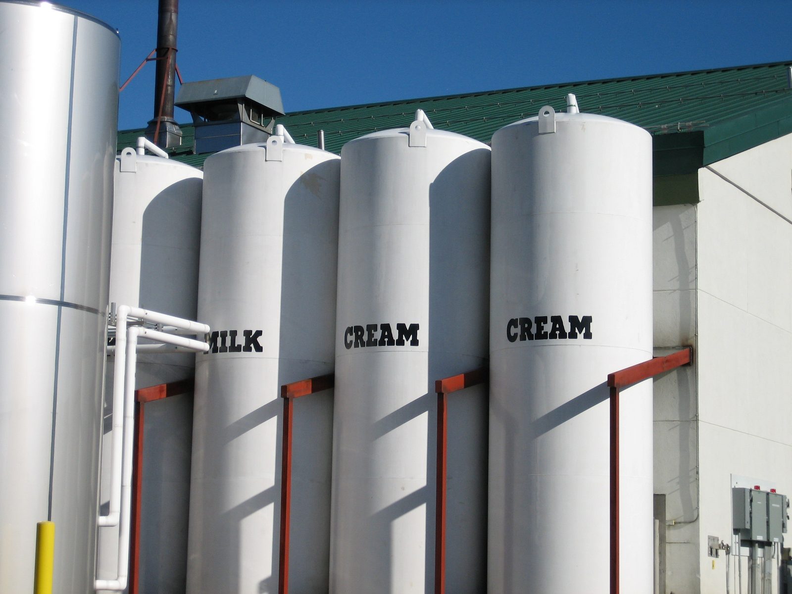 Where the milk and cream wait until they get turned into ice cream.