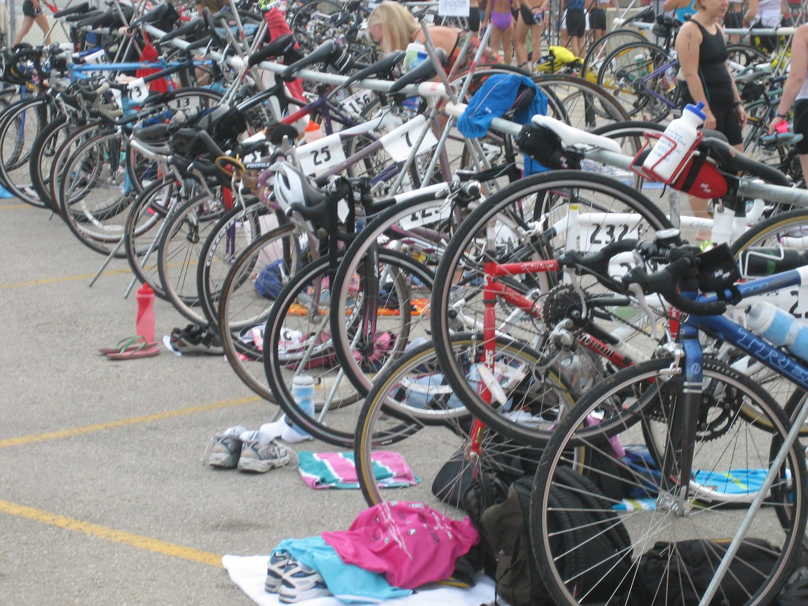 Transition.  Catherine's new bike is next to the pink-and-green towel on the ground.  #7,...
