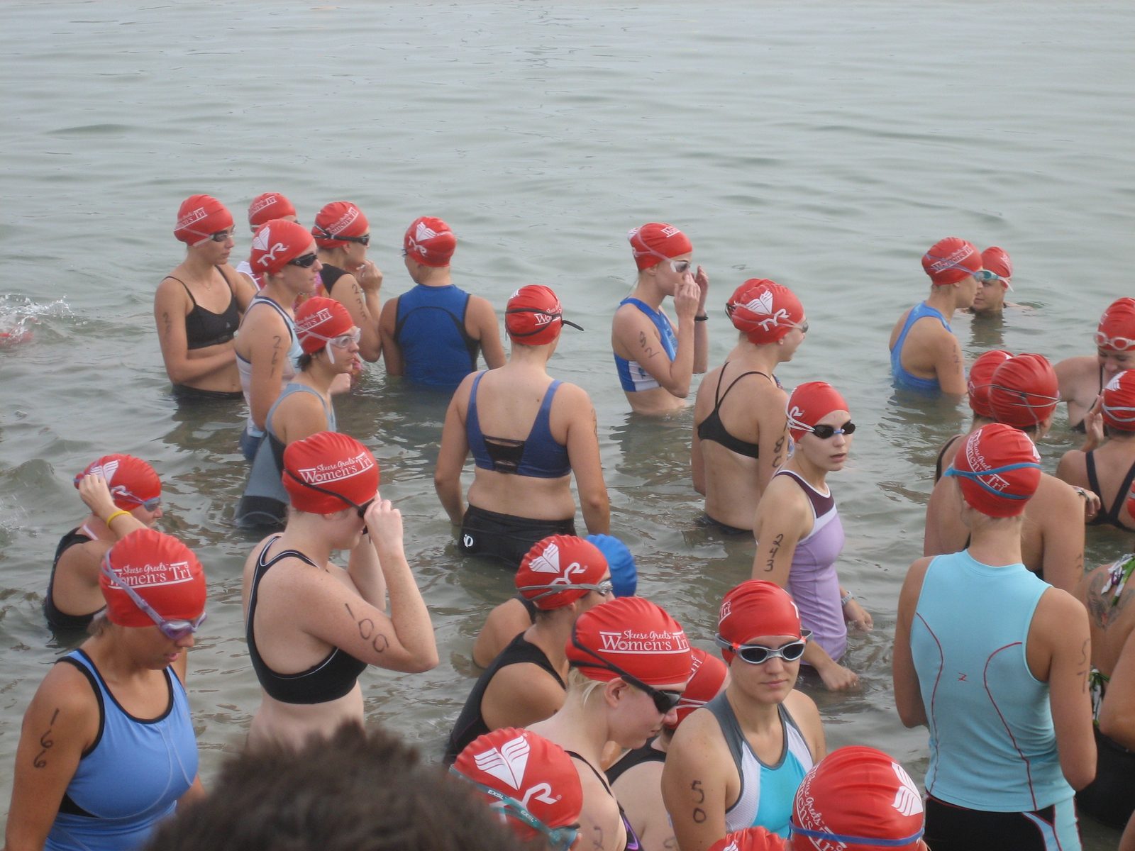In the water.  I'm the one with the ripping sports bra on.