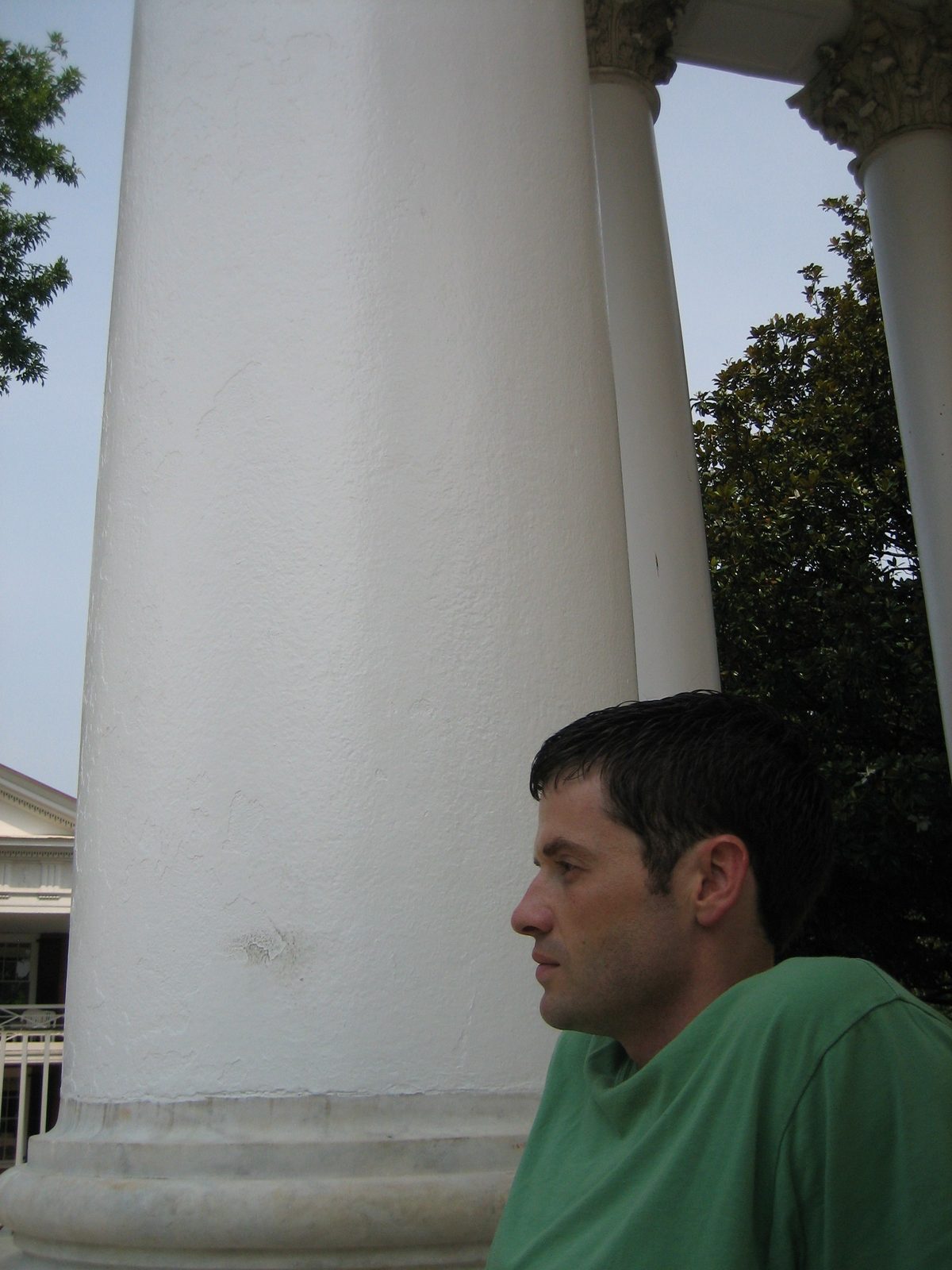 Jay contemplates the lawn.  Yes, we were wearing essentially the same color shirt.