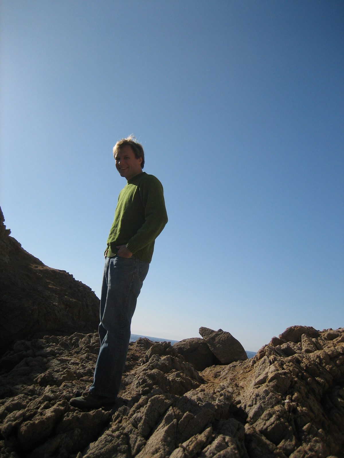 John at a tidepool south of Carmel.  Catherine can't hold the camera straight.