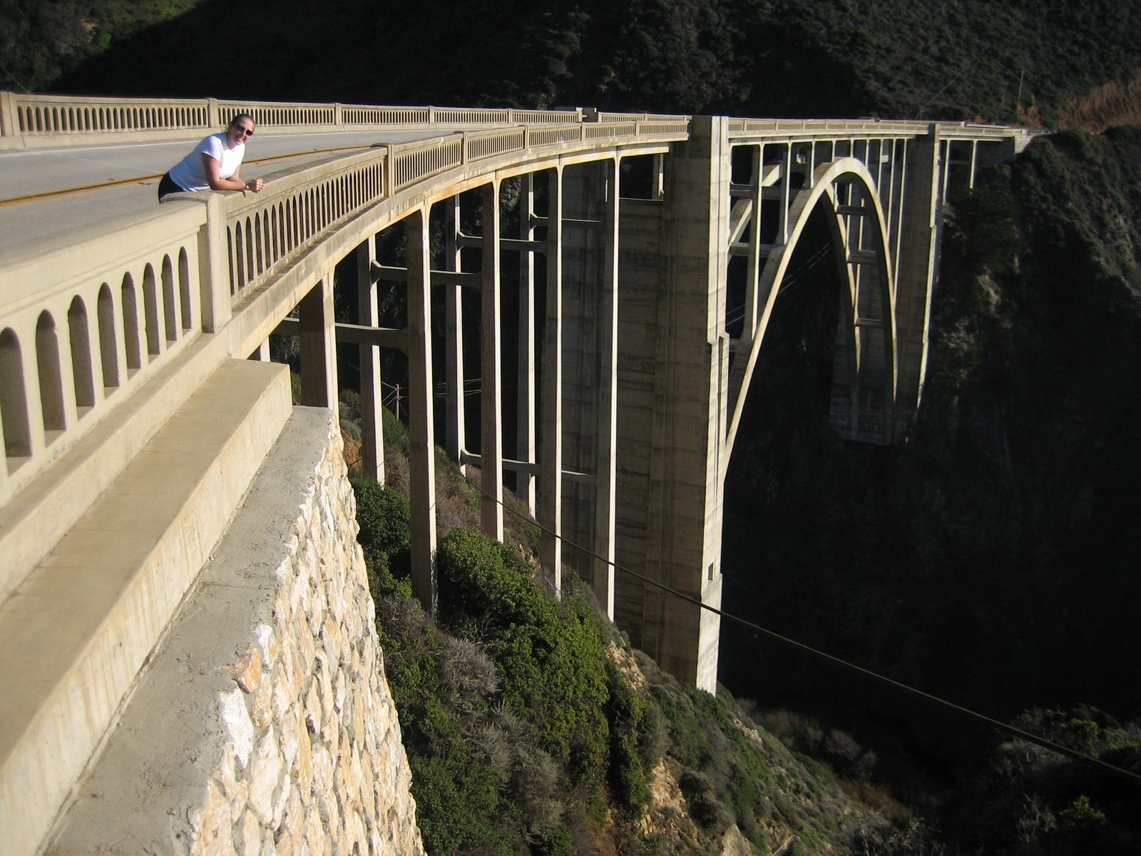 Catherine at the beginning of her walk across the Bixby Bridge.