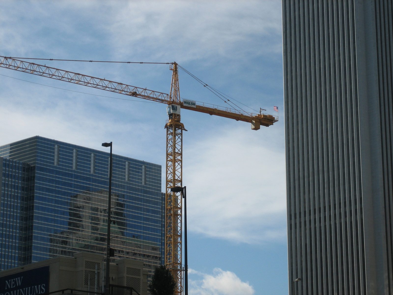 The edge of the Aon building (currently housing Amoco) and a tower crane.  I really liked how...