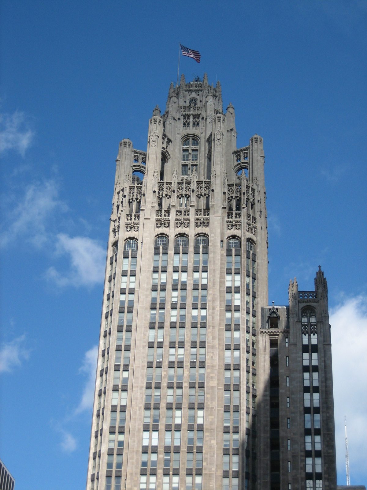 The Tribune Tower, home of the Chicago Tribune.  There are pictures later from some of the...