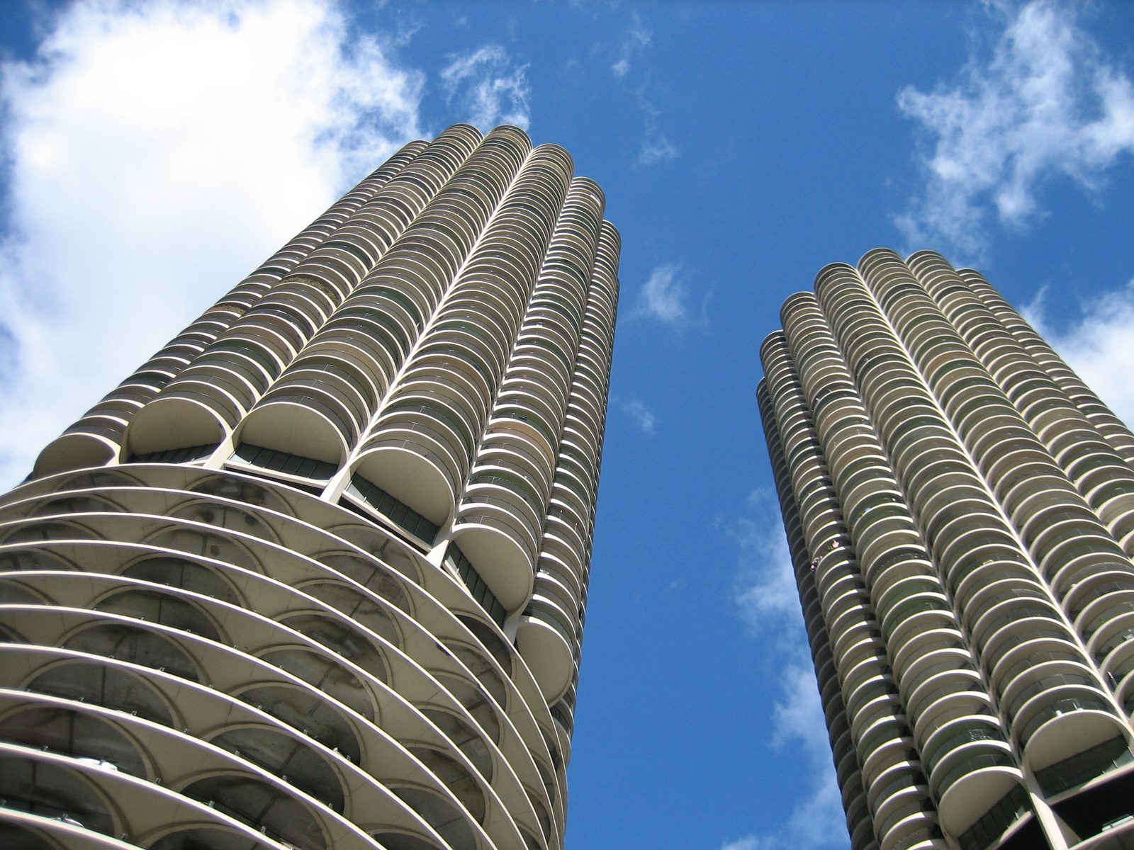 Marina City, designed by Bertrand Goldberg in 1964.  Goldberg was a student of Mies van der...
