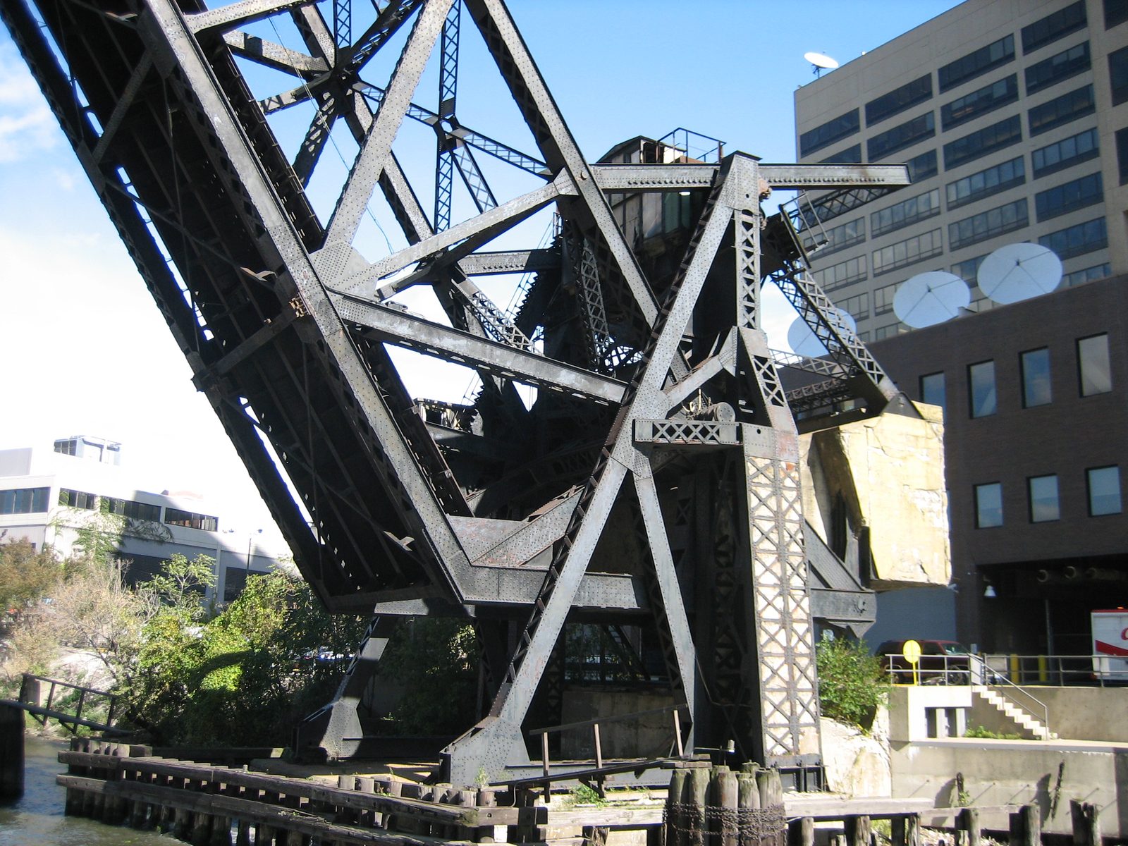 Drawbridge in action!  Almost all of the bridges (perhaps all?) have some kind of mechanism for...