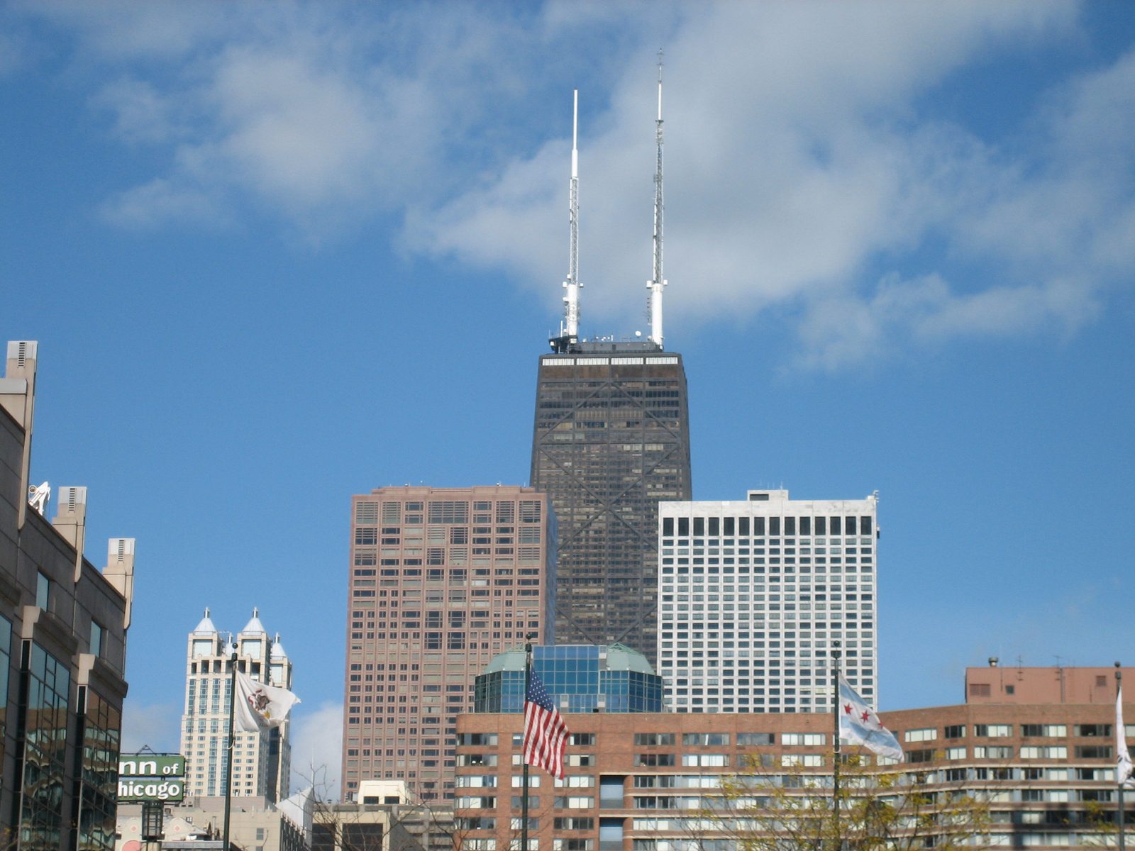 Looking north towards the Hancock building and its enormous radio antenae.