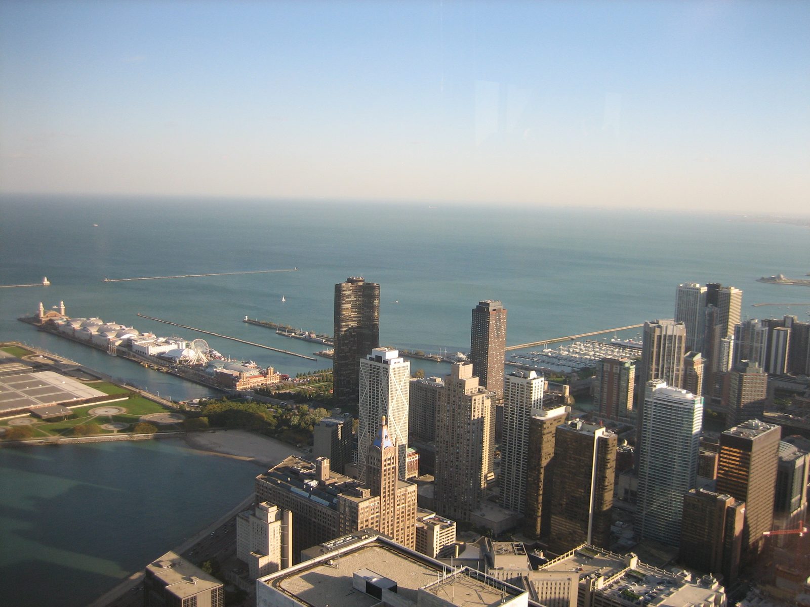 Looking southeast.  Notice Navy Pier and Lake Point Tower, among other buildings.