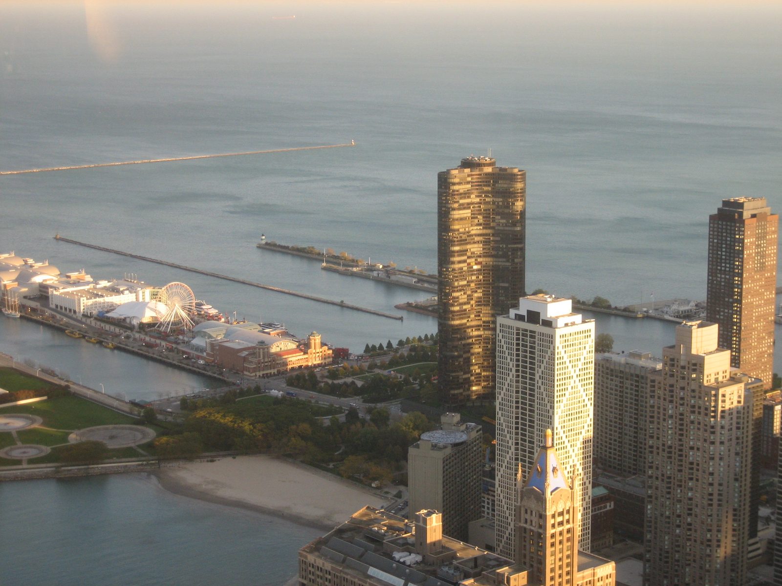 Navy Pier and some lake beachfront.
