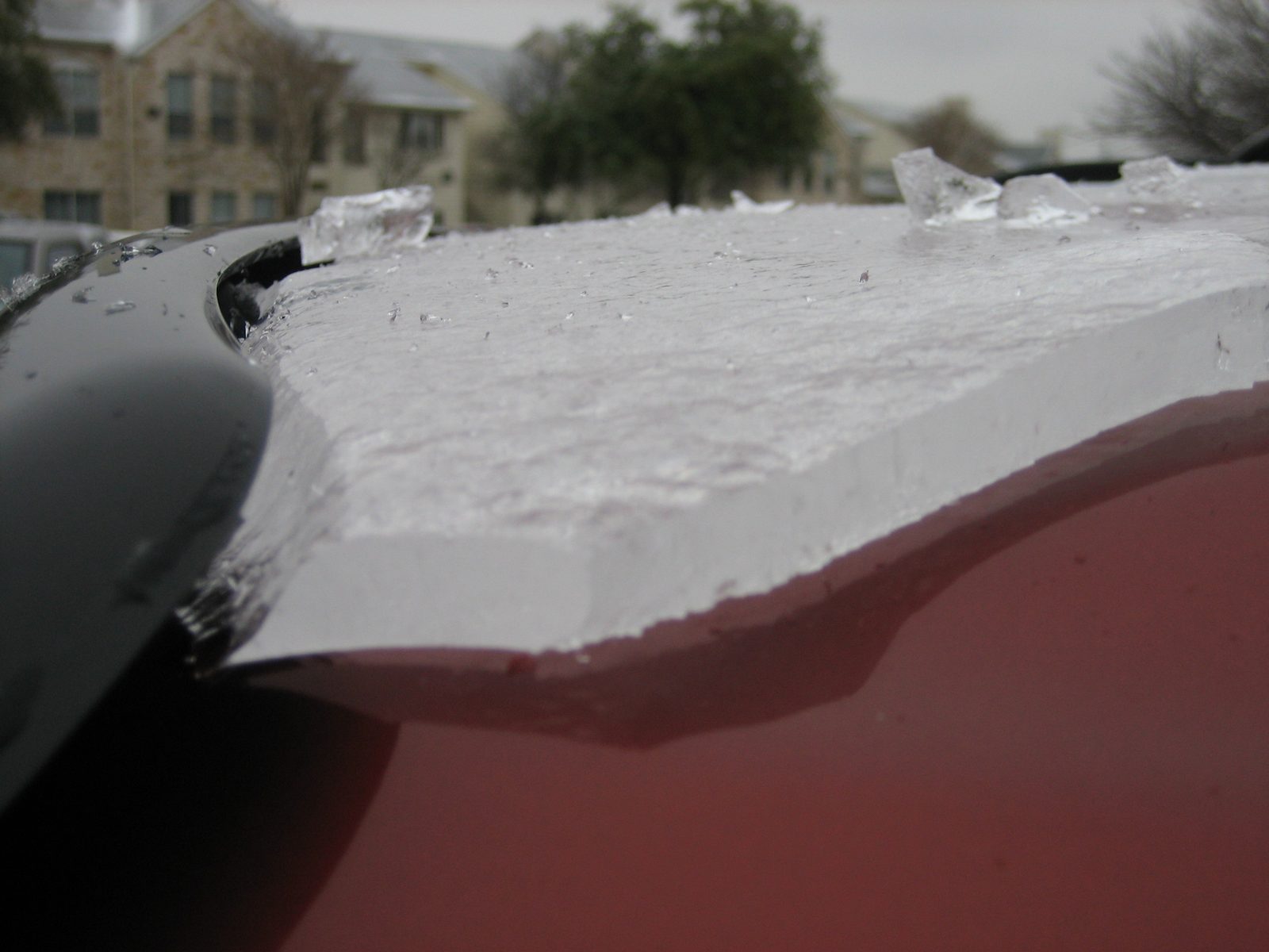 Not a great shot, but showing - the ice on the roof was thicker.