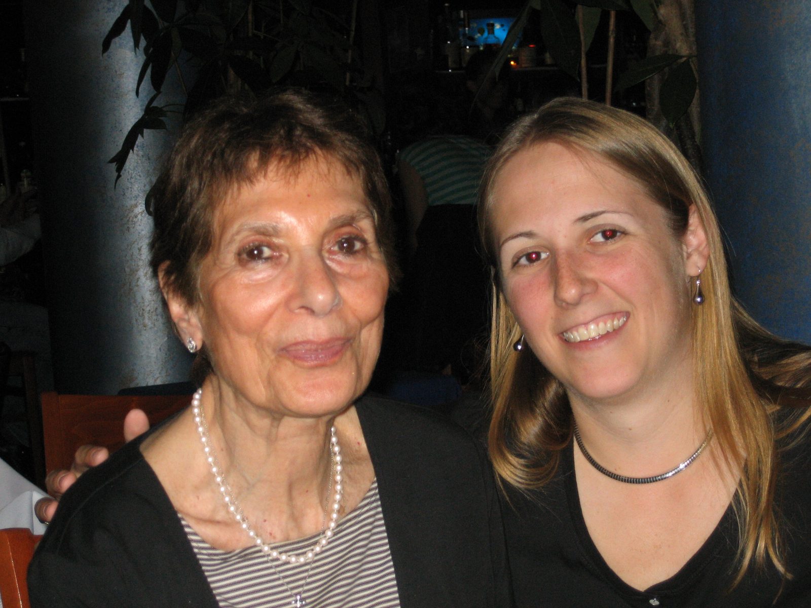 Catherine with Aunt Debbie at Cat's birthday dinner in the city.
