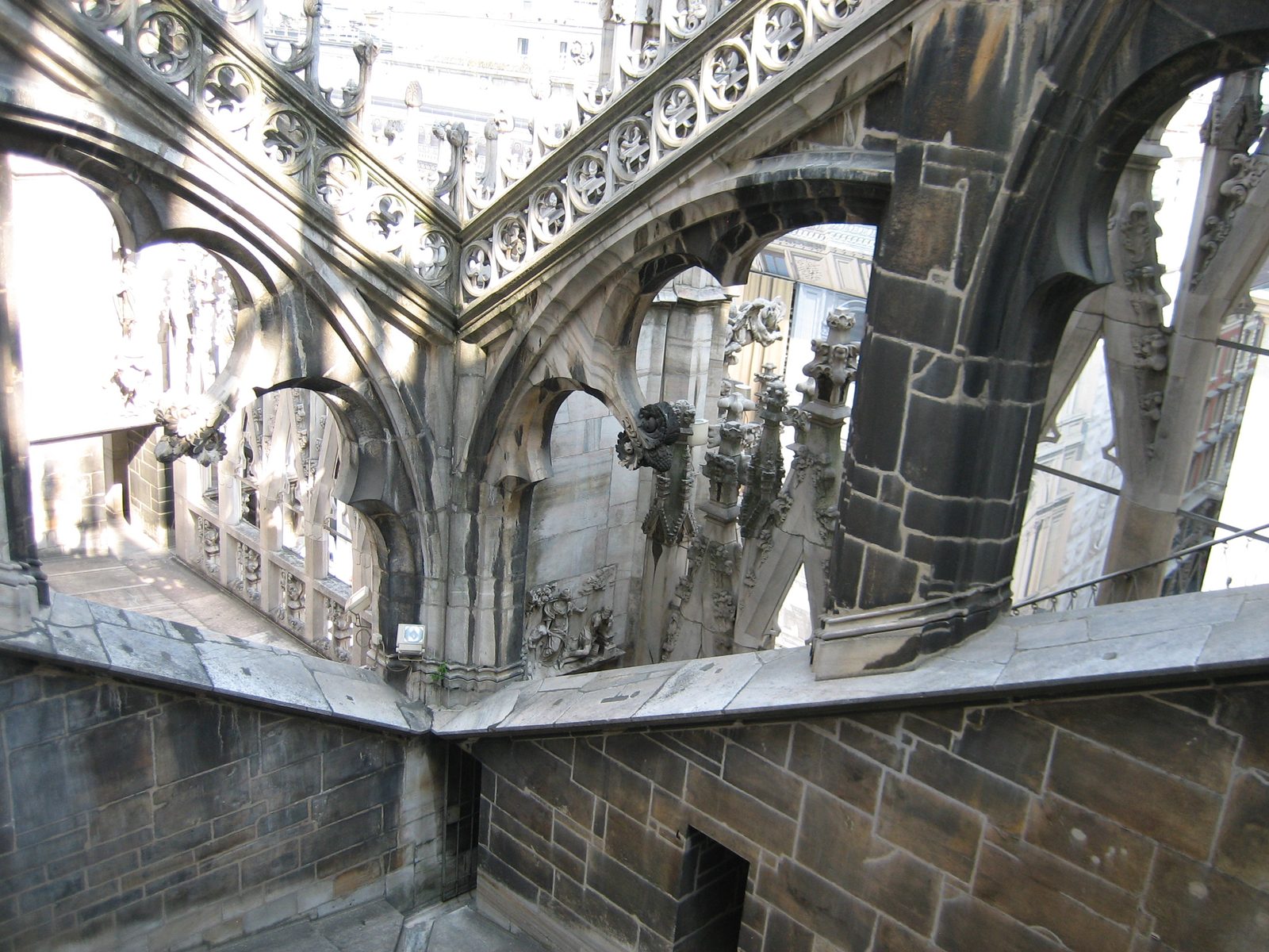 Looking through some of the flying butresses above the roof.