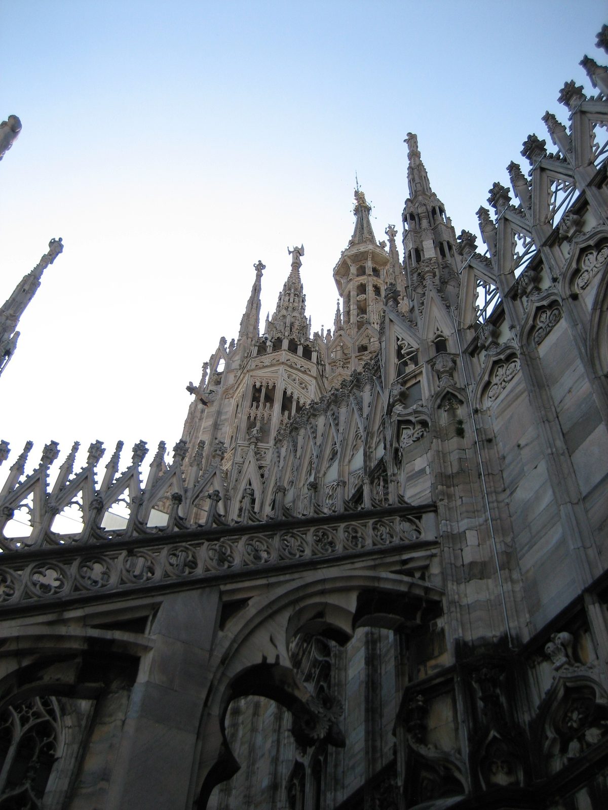 Looking up towards the main spire of the Duomo.