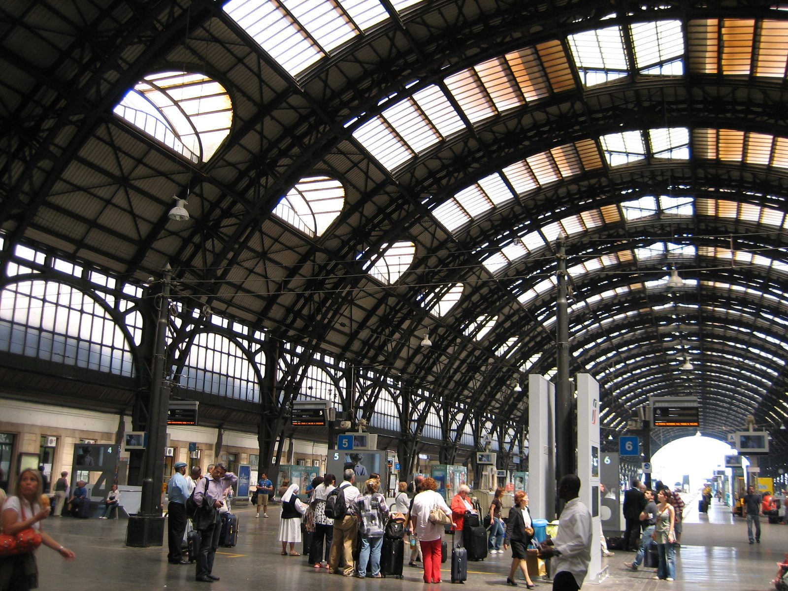 Many European train stations seem to look similar, and like this -- large arched train platform...