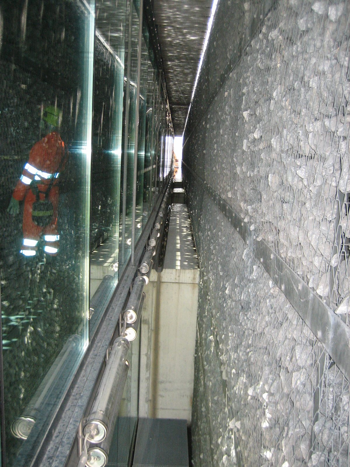 The tunnel info center was really neat.  The structure (glass, on the left) hung from beams in...