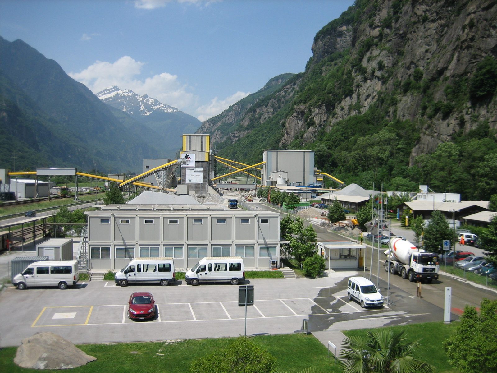 Looking towards one of the rock processing plants.