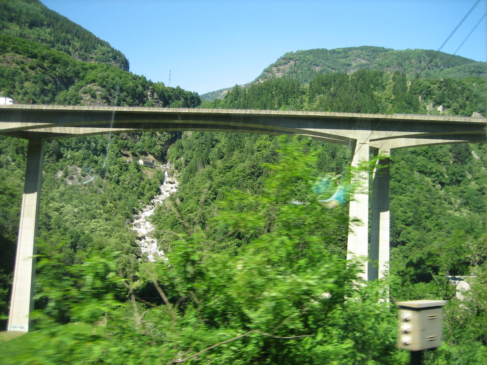 The really neat bridge just outside the spiraling tunnel on the route to Zurich.  This was the...