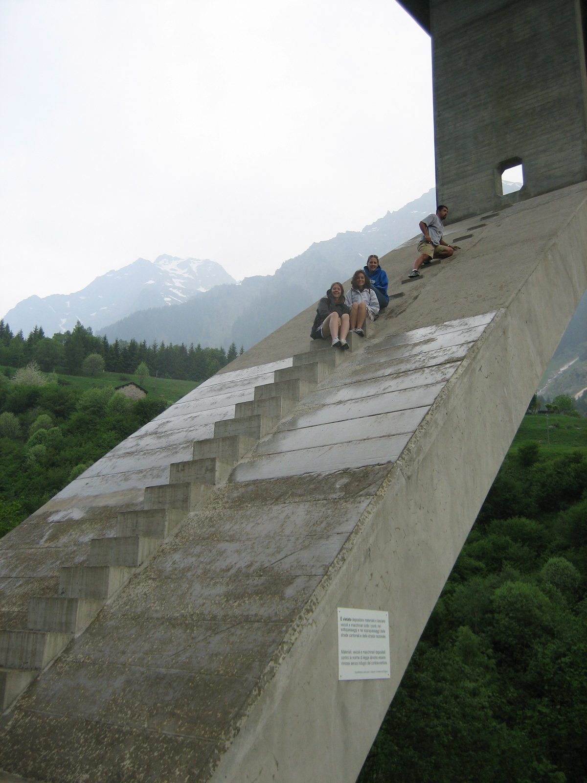 Carin did allow climbing of the stairs on the second bridge.  From top, Adam, Catherine, Maggie,...