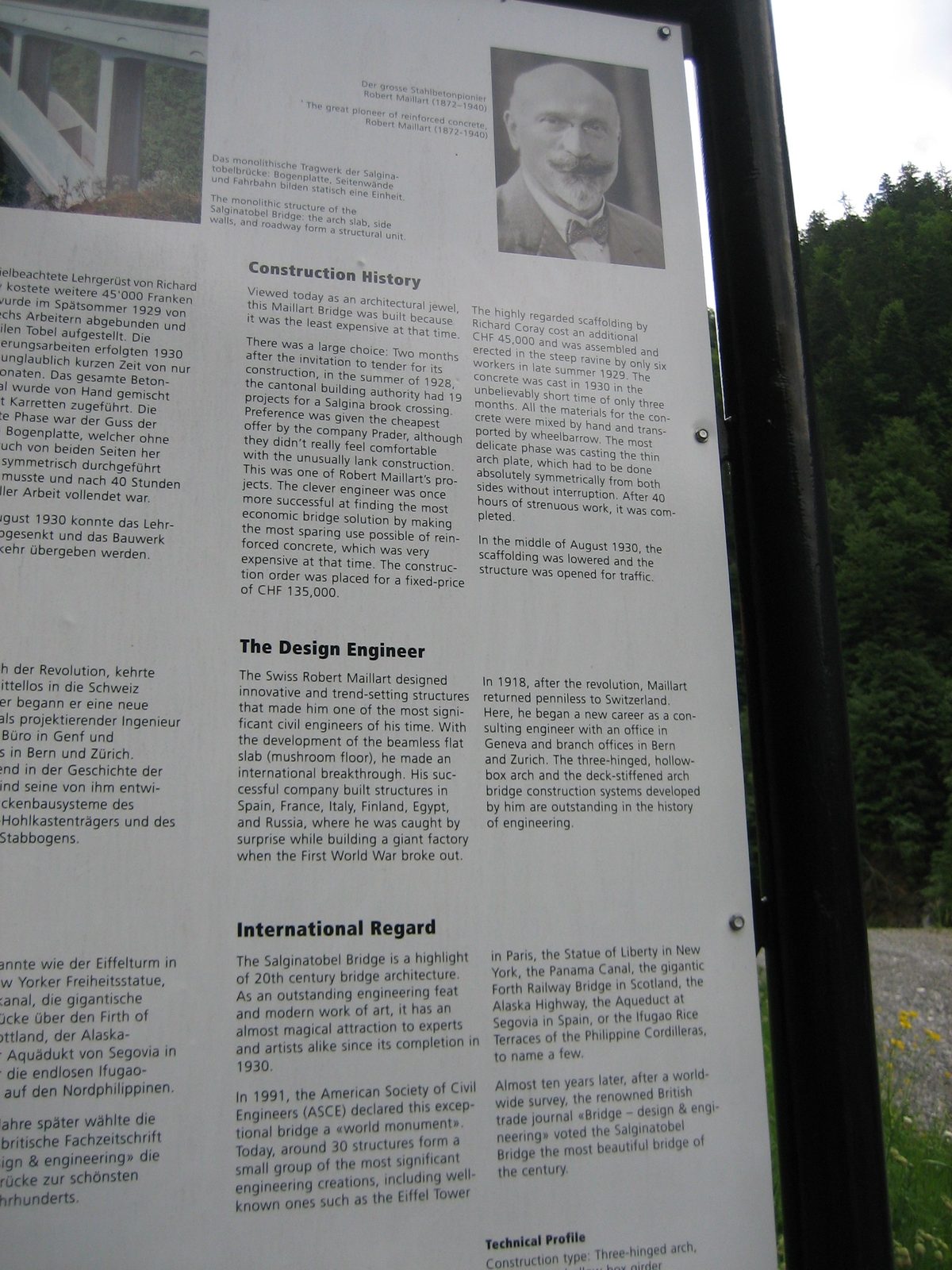 If you zoom in, you can read the history of this next bridge, the Salginatobel...