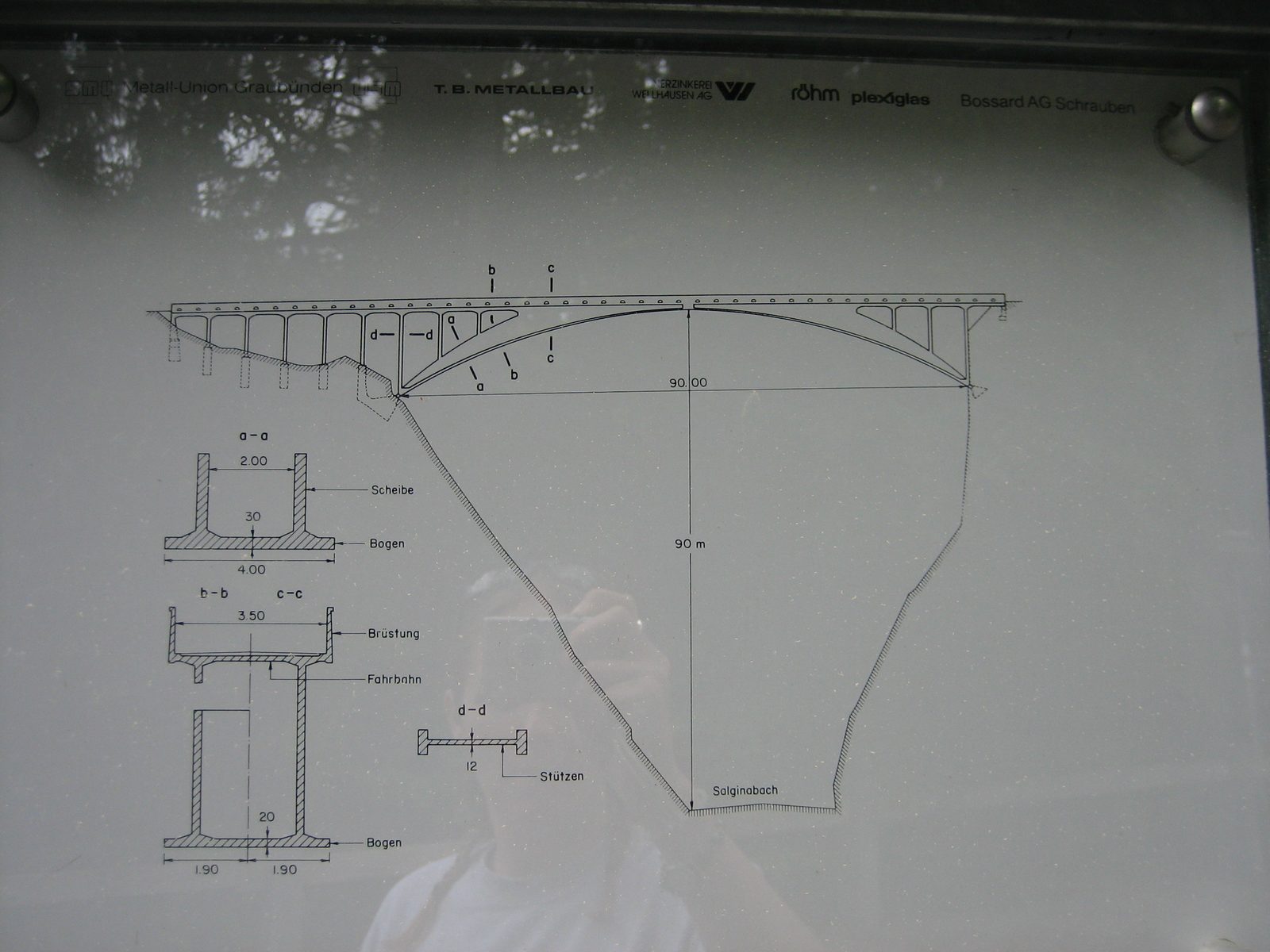Design details of the bridge.  Another fun fact: it's a three-hinged arch, which means there is...