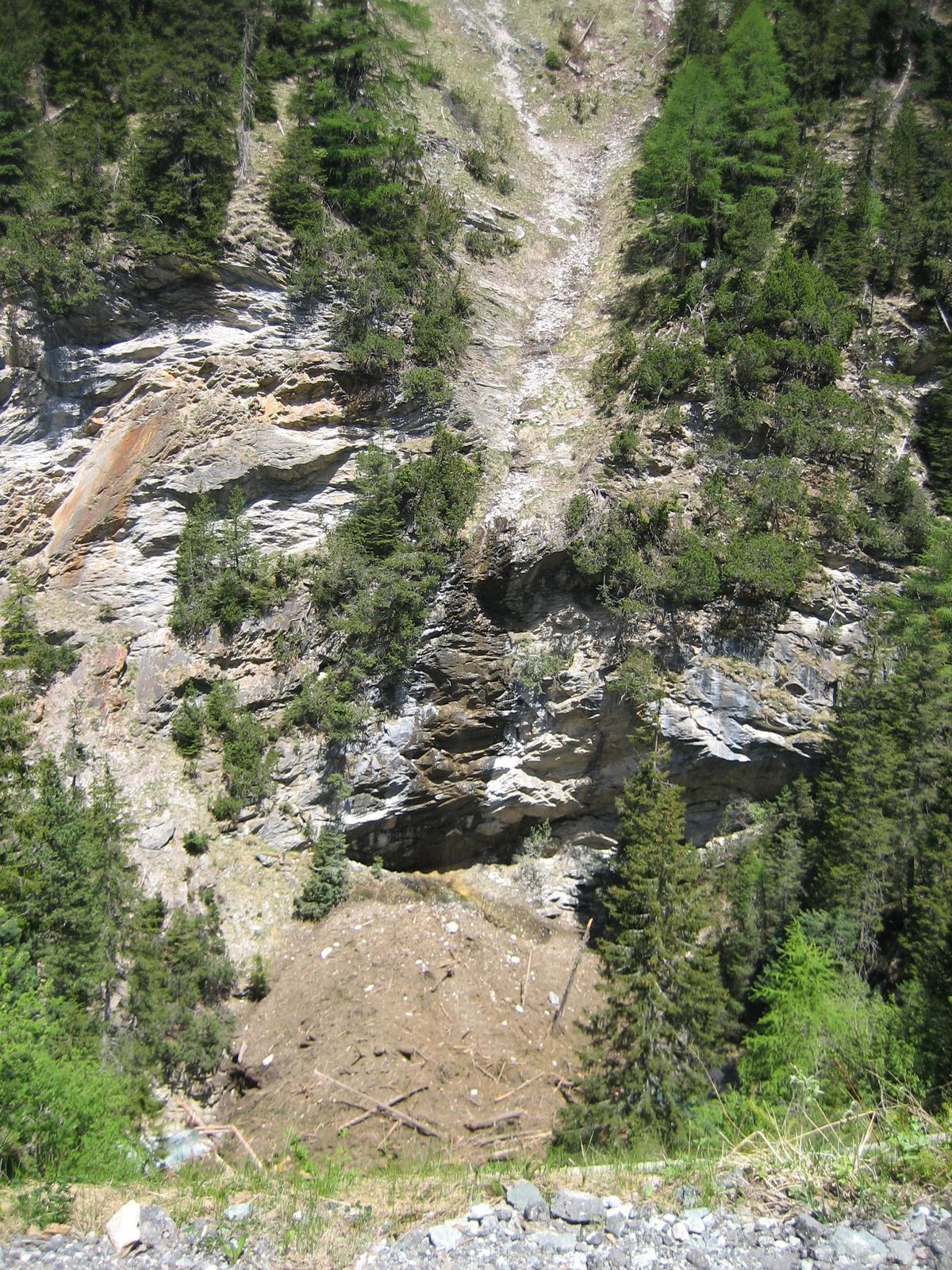 There was a chute through which we assume the debris fell.