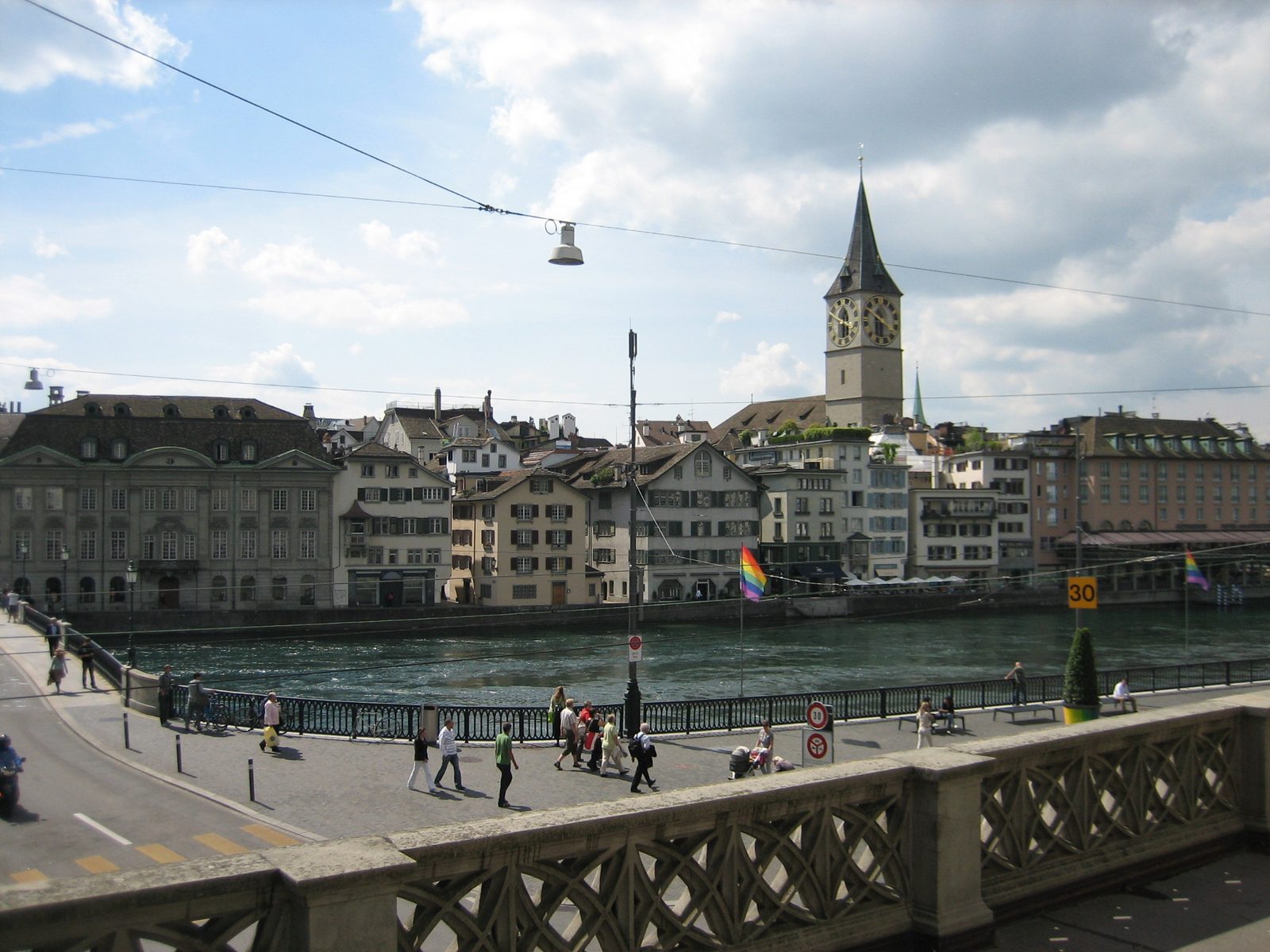 Looking across the Limmat from the church plaza.
