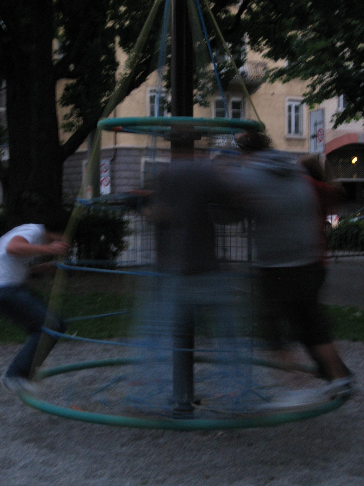 Spinning!  Somehow, I did not get a picture of the "Tilt-A-Hurl", a giant disk mounted on a ball...