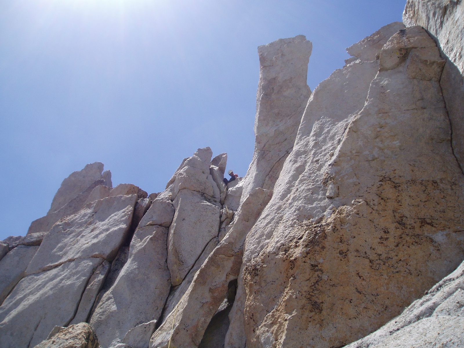 Colin setting up an anchor at what turns out not to be the top of Cathedral Peak.