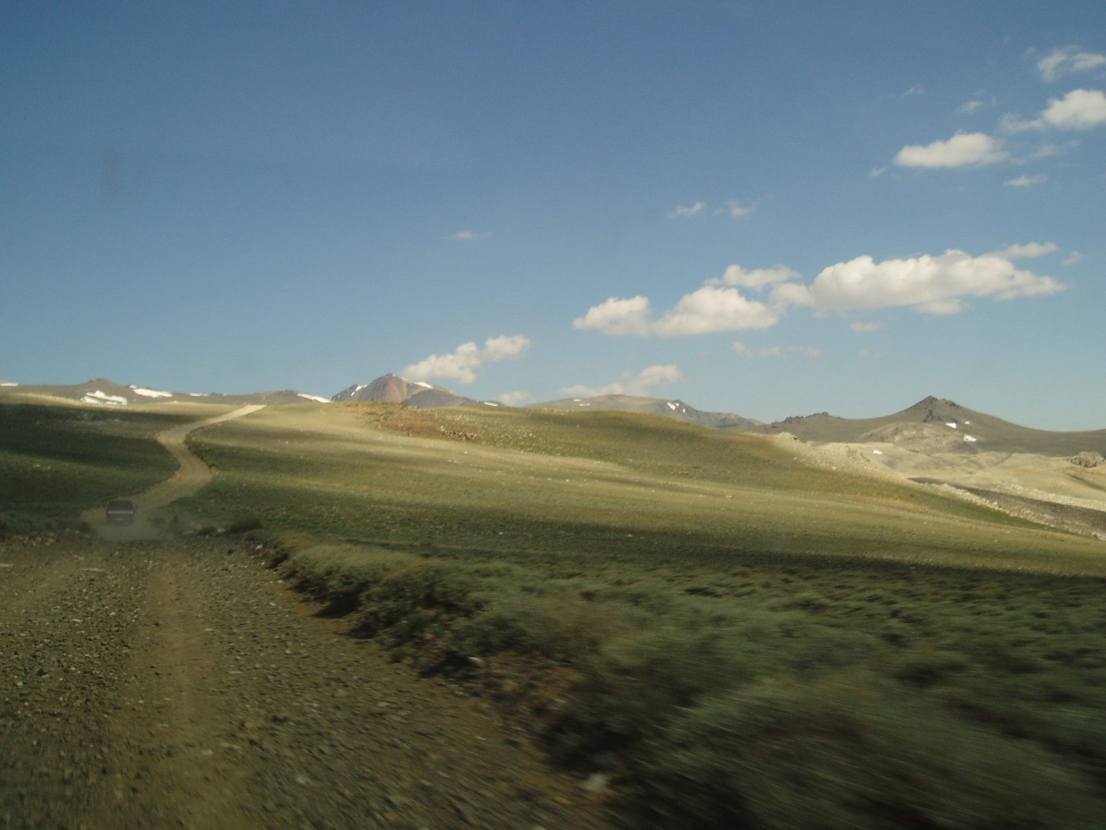 A typical blurred-foreground car picture, as John exercises the EVO on a 30-mile stretch of...
