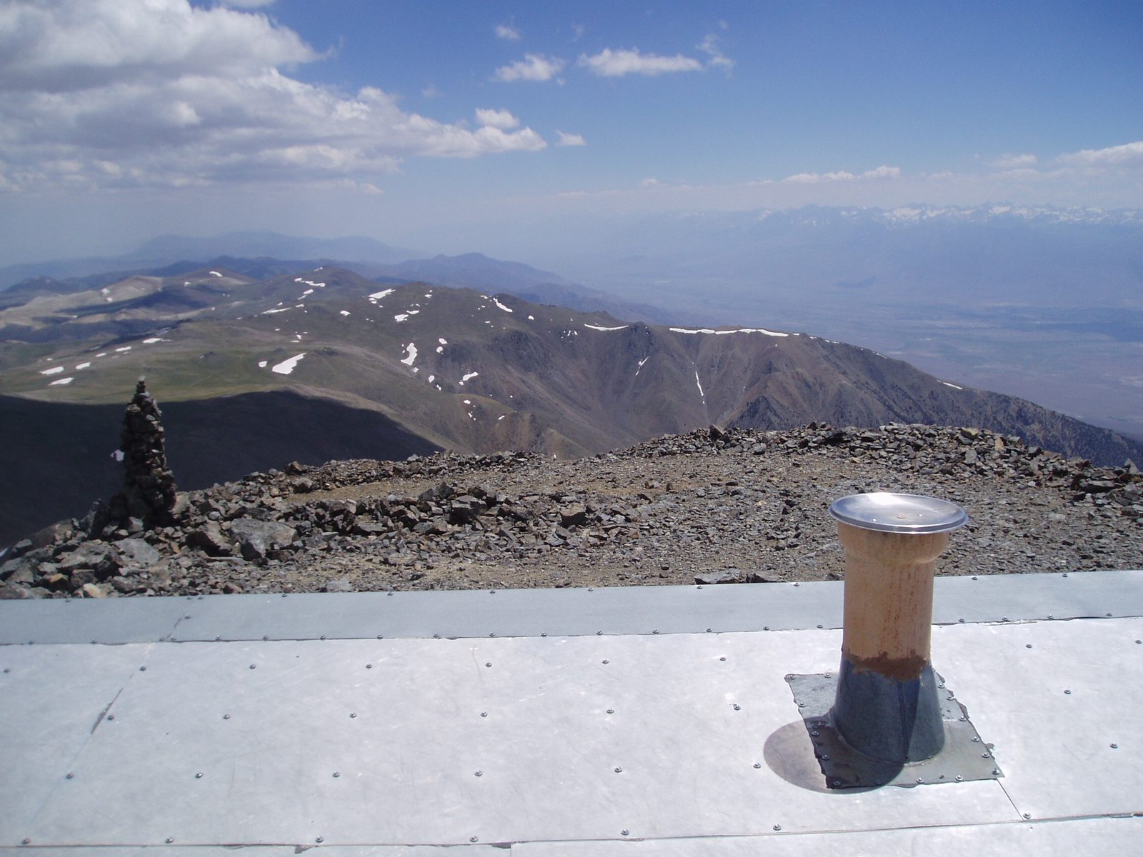 Looking south from the roof of the UC research station.  Note the cairn in the middleground.