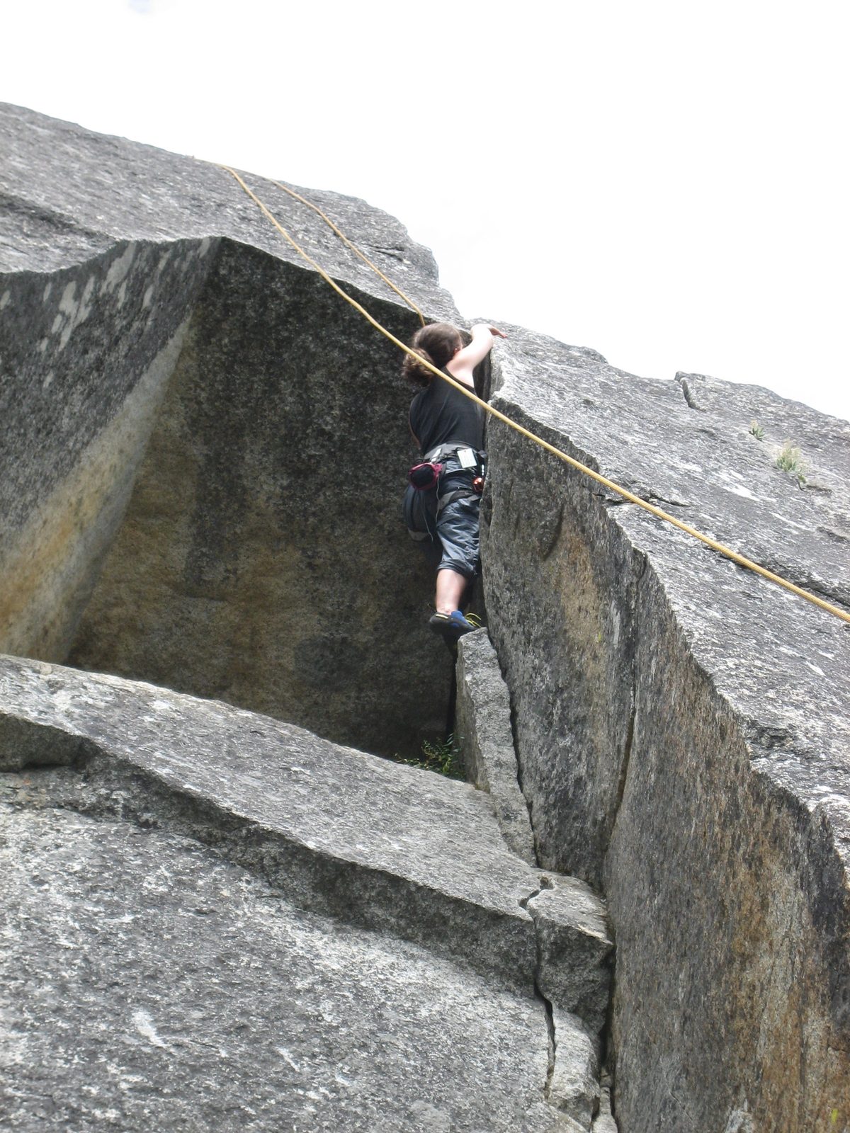 Rachel climbing over the roof on Ko Ko Box.