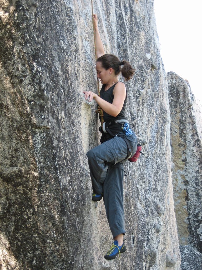 Rachel working her way up Blue Note (5.10b) on The Blocks.