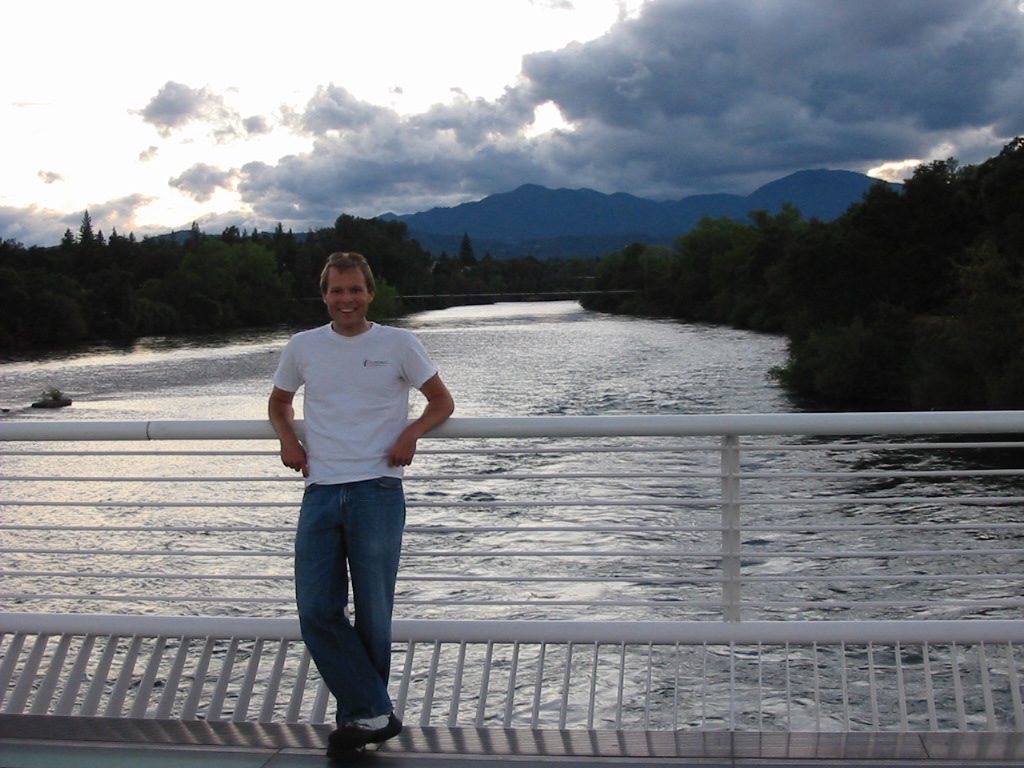 John on Santiago Calatrava's Sundial Bridge over the Sacramento river on his 25th birthday.