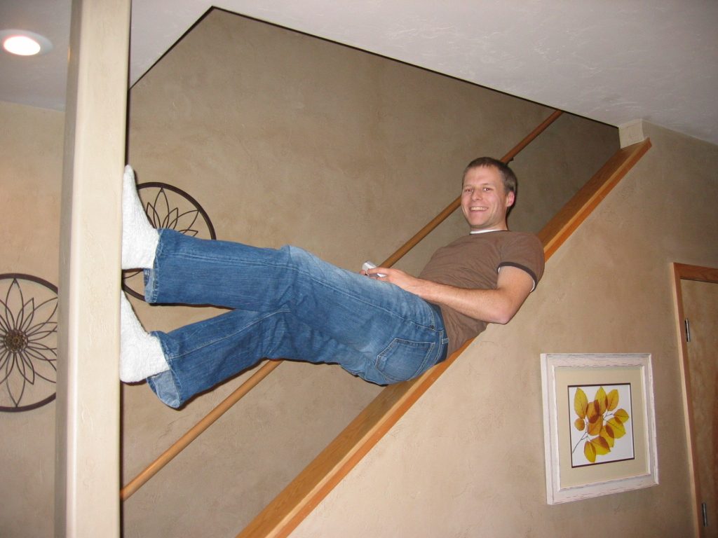 John making himself at home in the rental cabin.