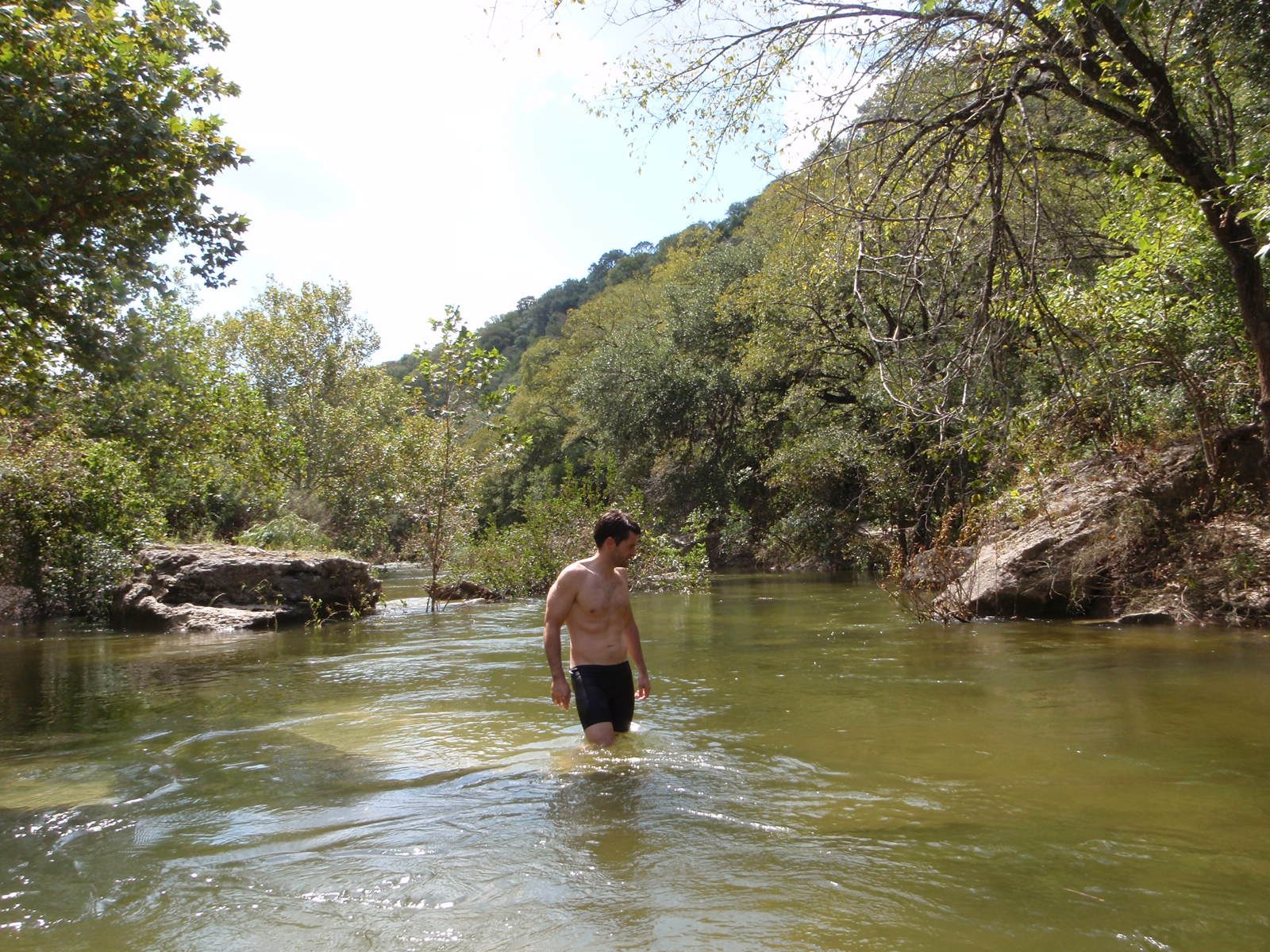 But it was also easy to stand since the water was being diverted around a large rock.