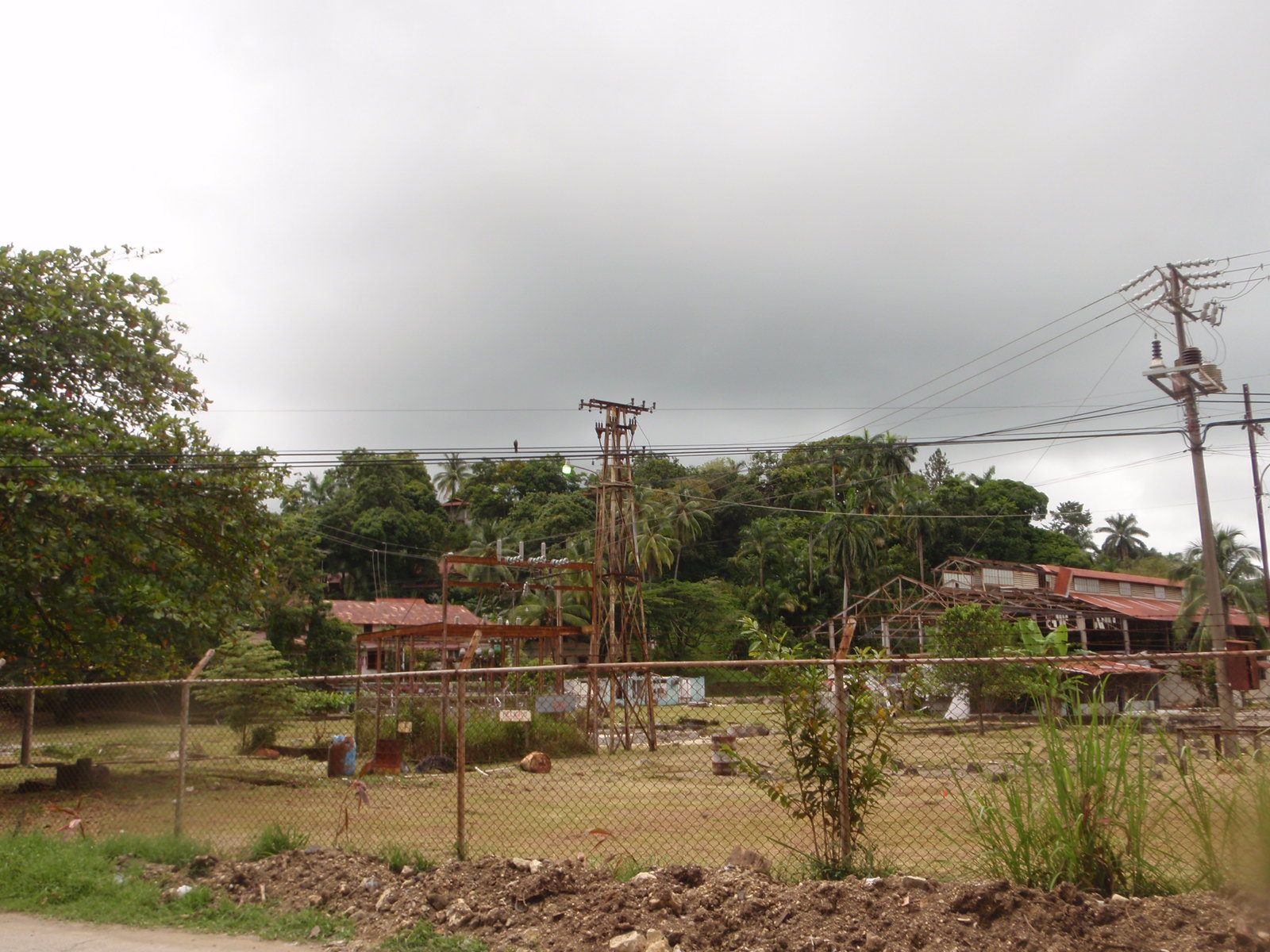 Long-abandoned factory outside town.