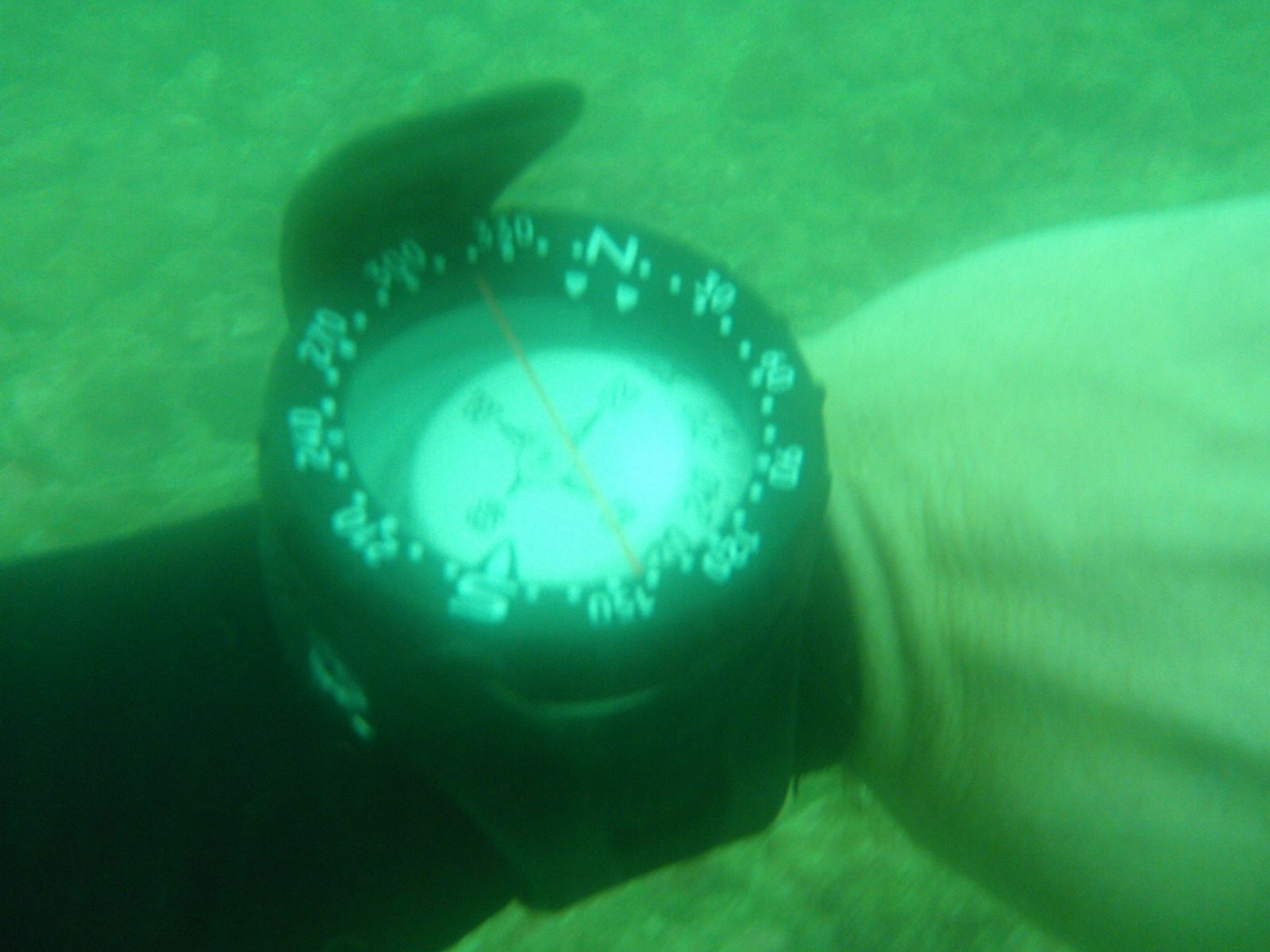 Using the compass for underwater navigation.
