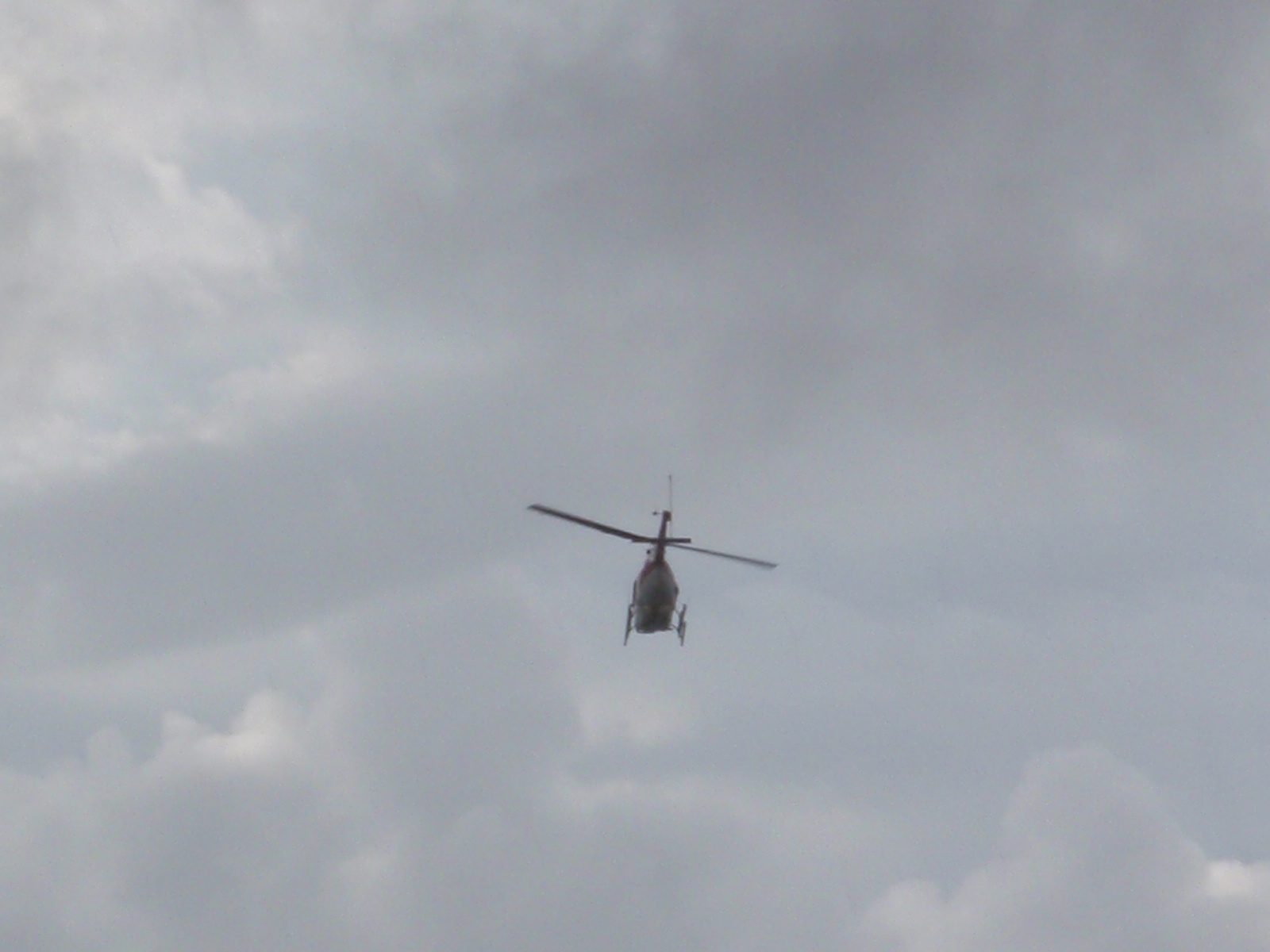 Helicopter flew overhead at one point. 