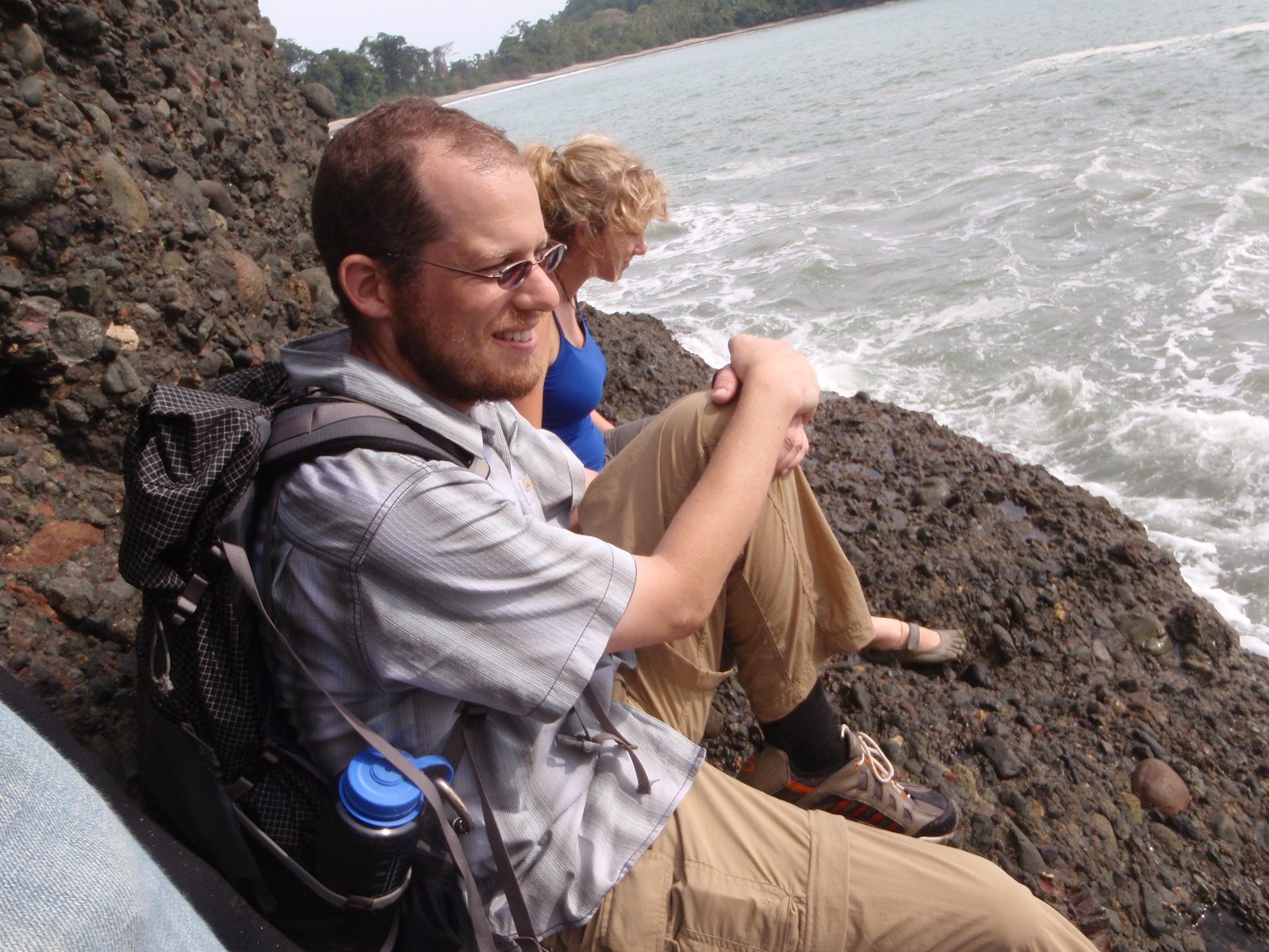 Watching the waves come in. There were little crabs everywhere!