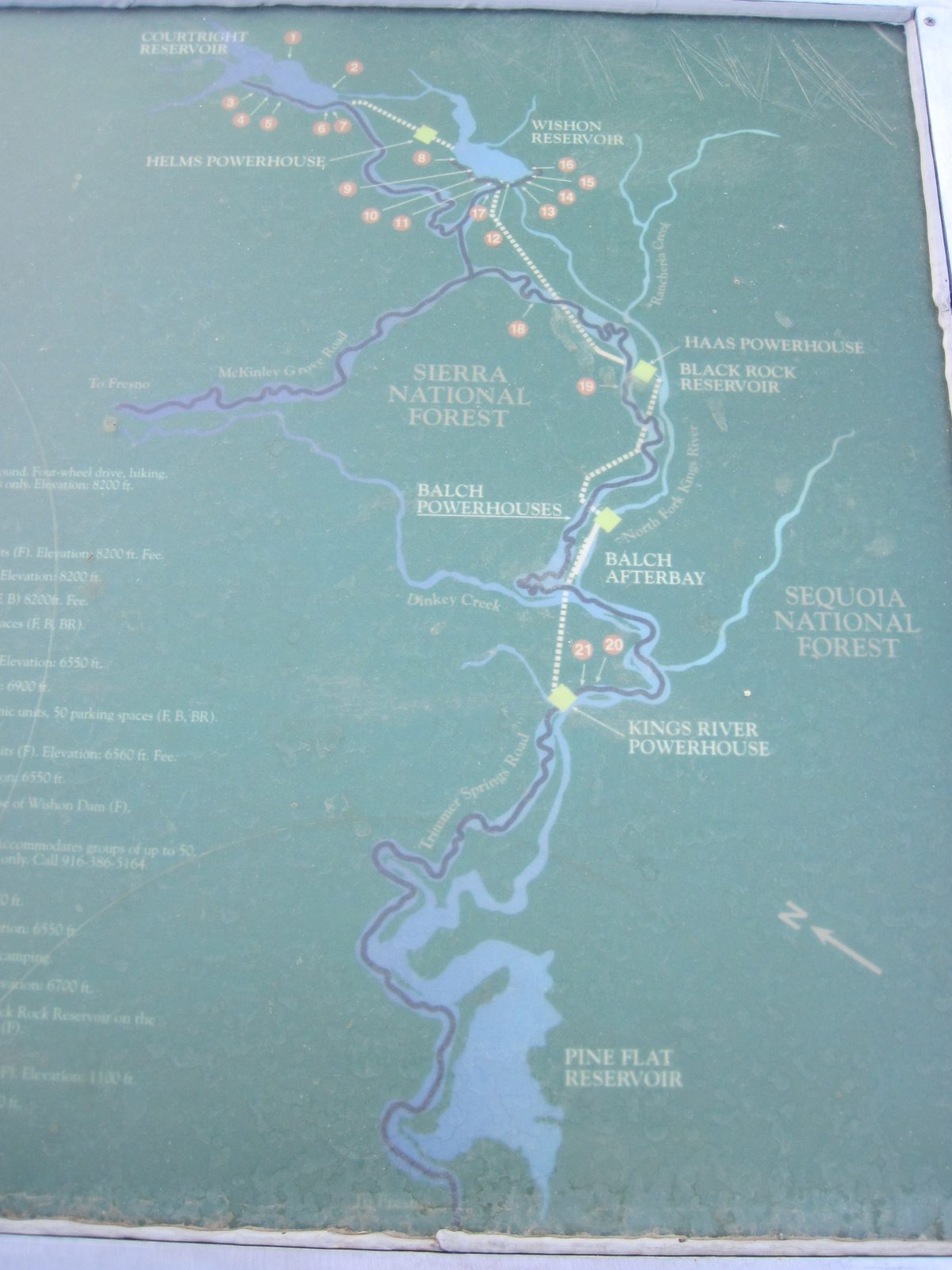 A map displaying the North Fork of the King's as well as the various powerhouses, penstocks,...