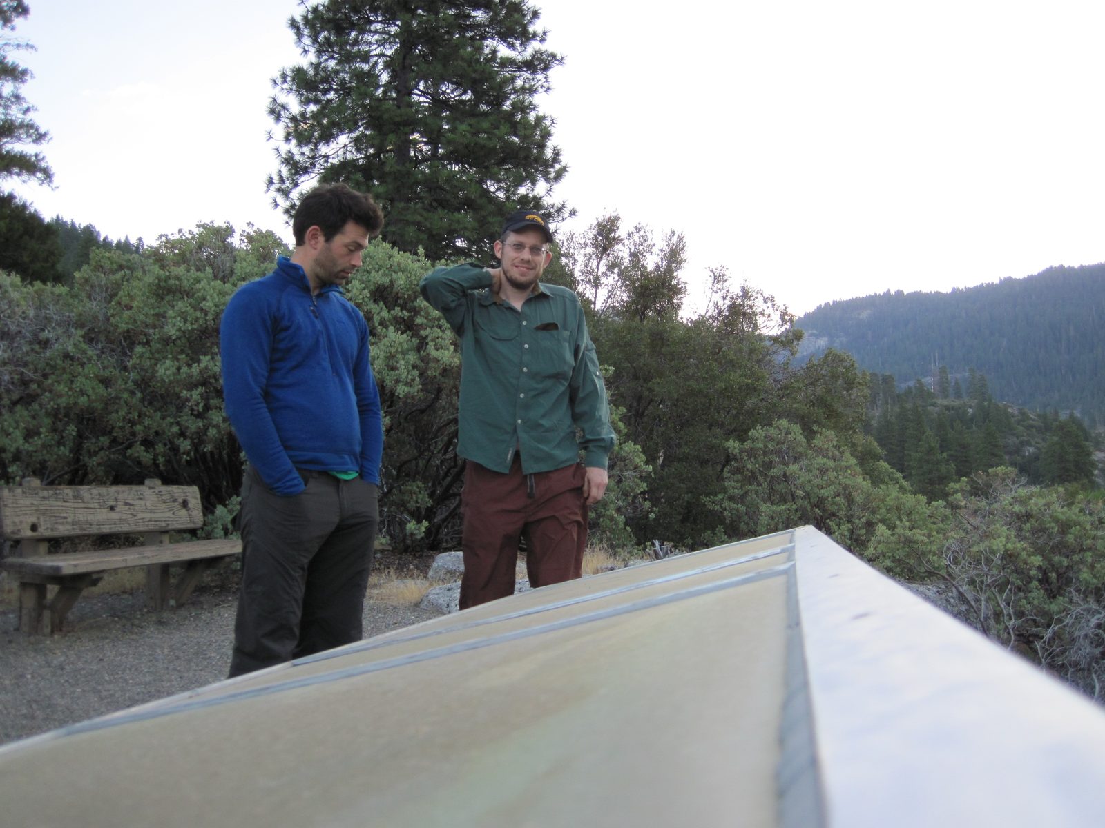 Colin and Joel inspect the interpretive panels at Black Rock Reservoir. 