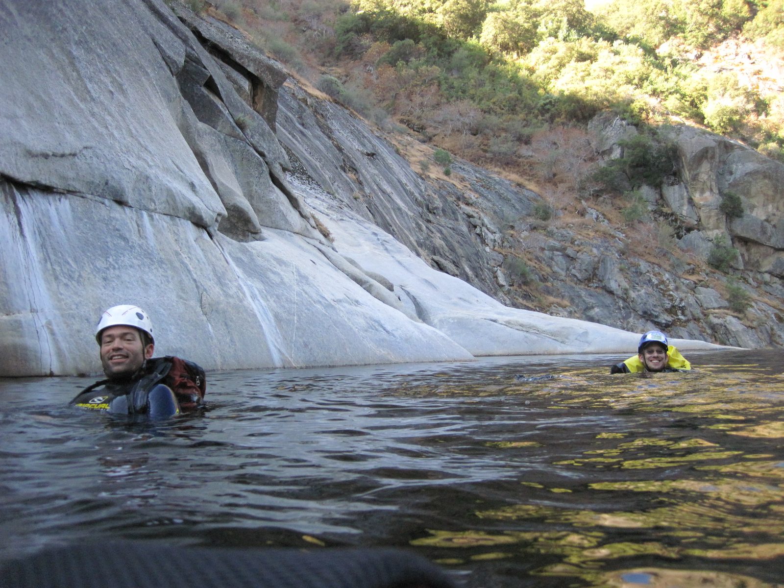 Swimming to the next waterfall.