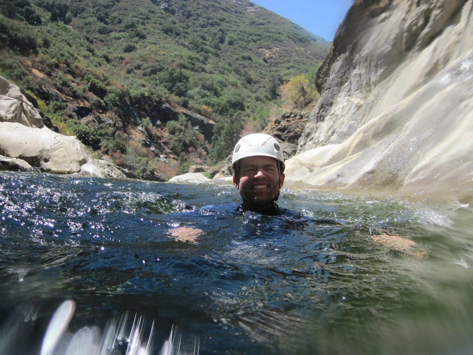 Trying to swim into the rainbow room, but failing, against the current.