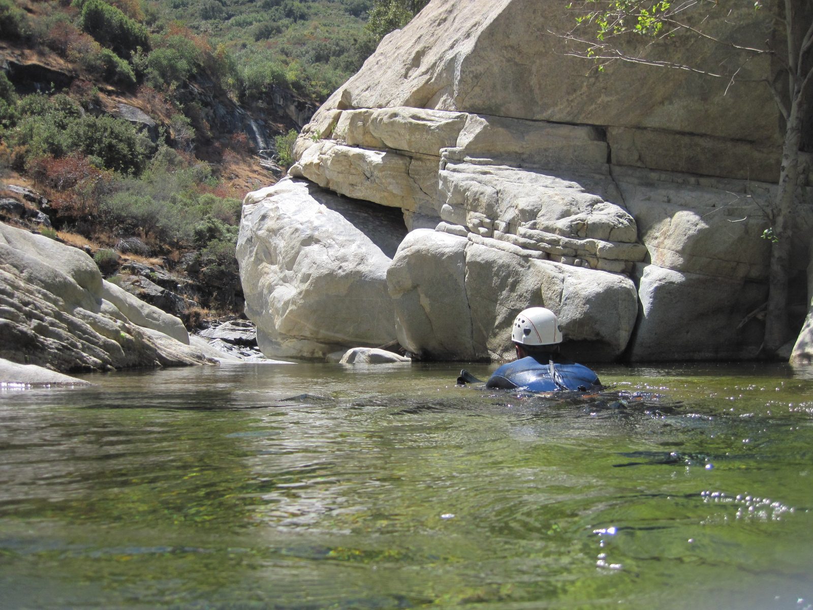 Colin floats downstream.